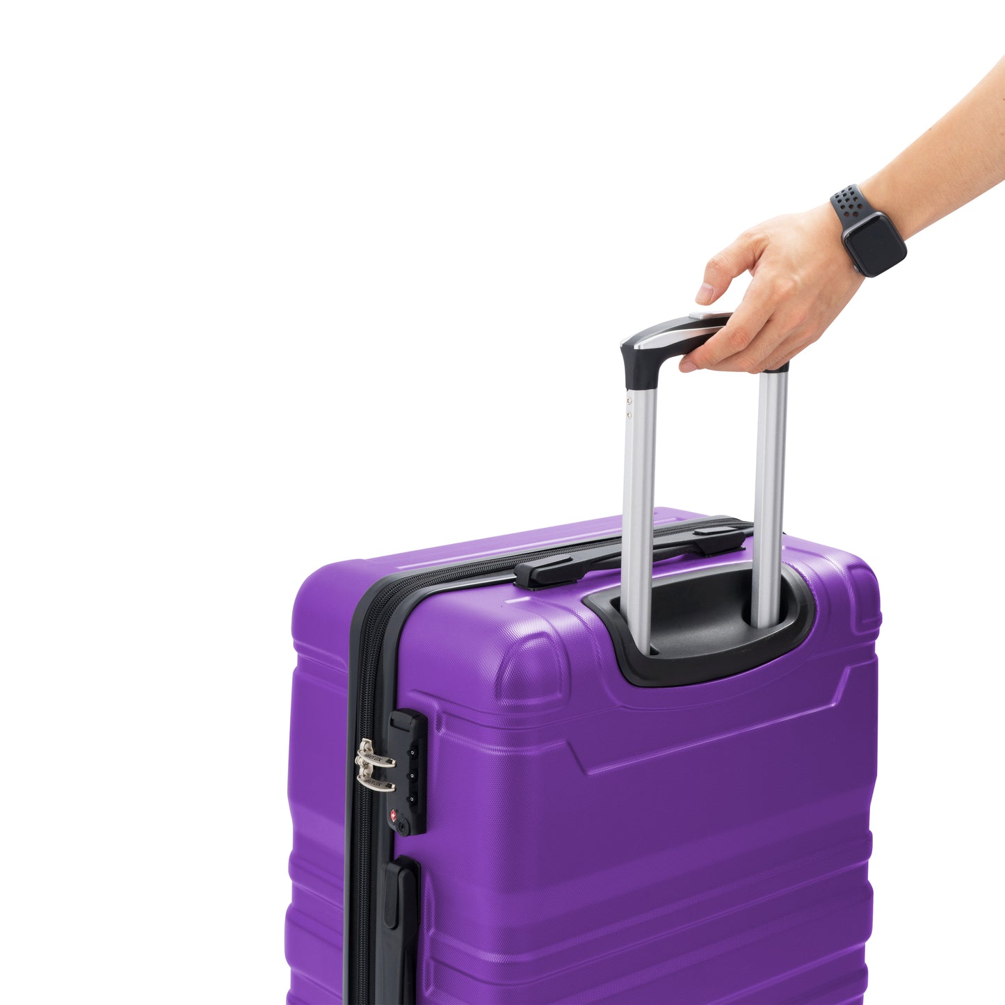 Luggage Sets New Model Expandable ABS Hardshell 3pcs Clearance Luggage Hardside Lightweight Durable Suitcase sets Spinner Wheels Suitcase with TSA Lock 20''24''28''(purple)