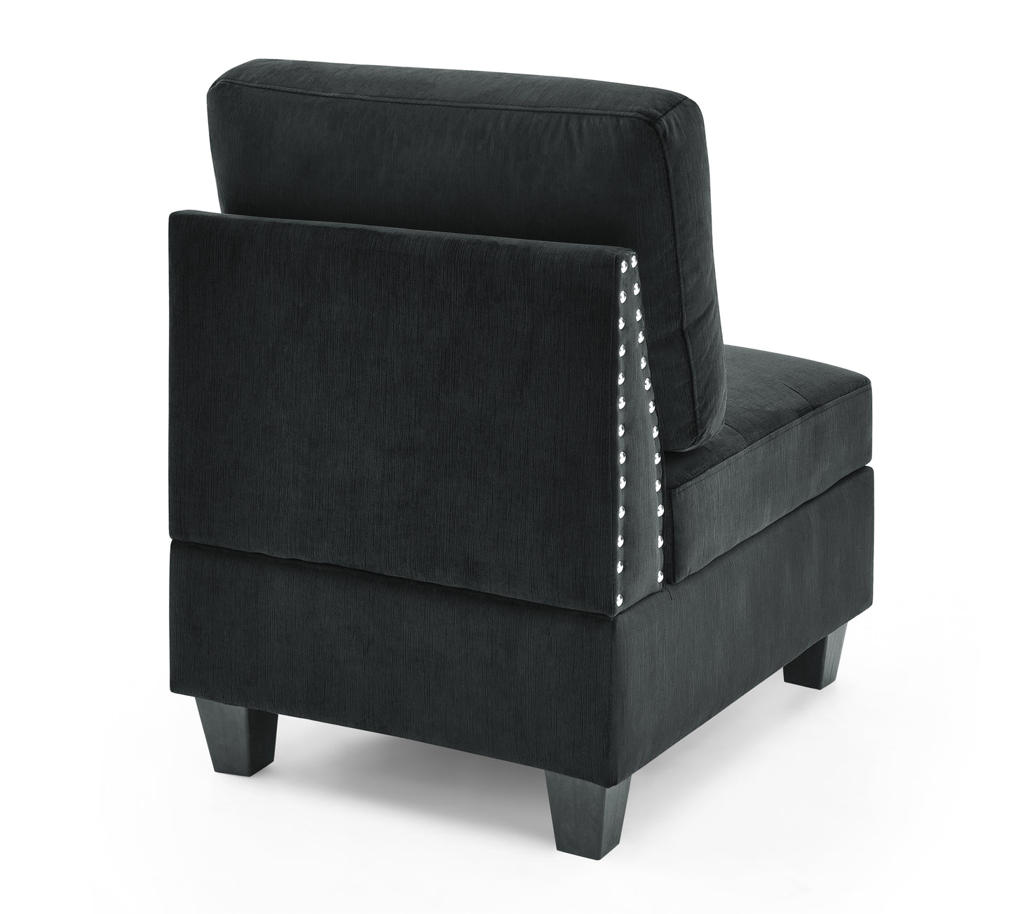 Luxurious Black Velvet Single Chair for Modular Sectional