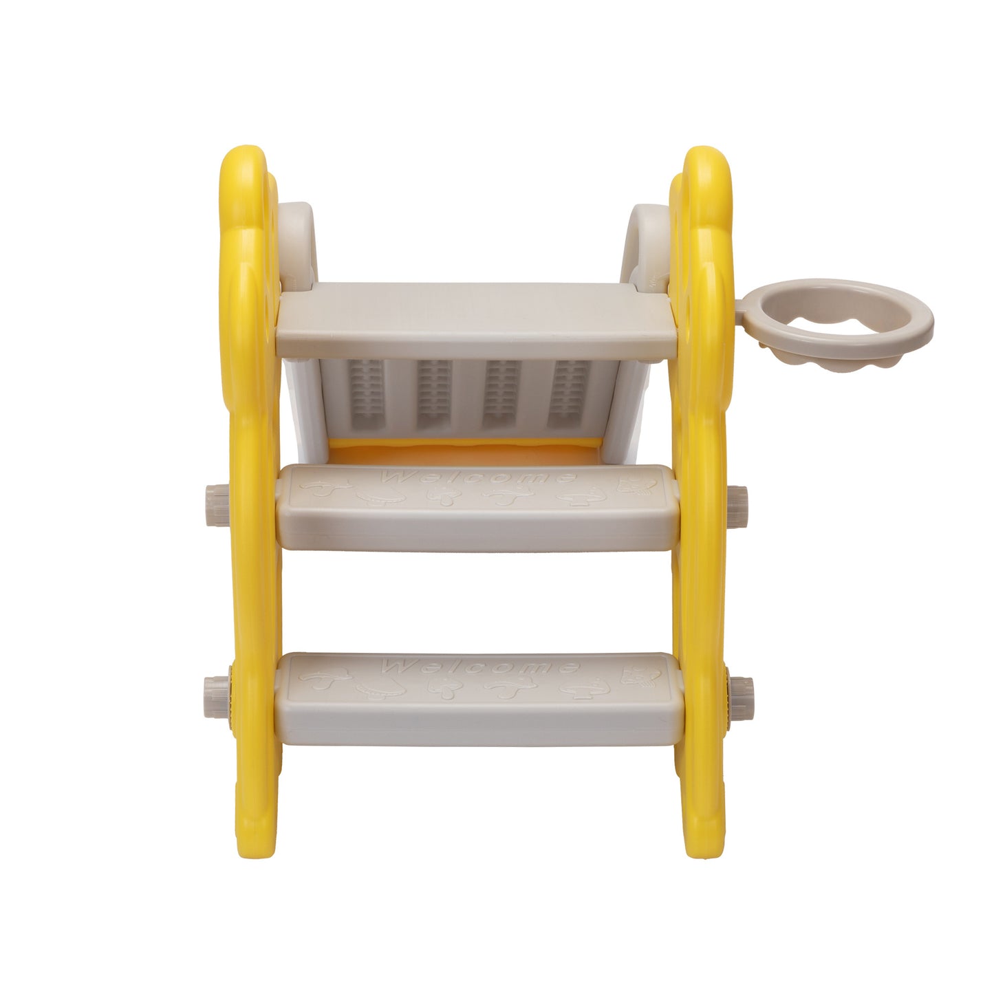 Yellow and Gray Kids Slide with Basketball Hoop for Indoor and Outdoor Play