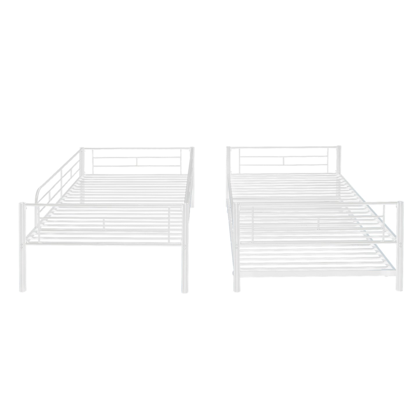 Trio Metal Bunk Bed With Trundle, Convertible to Two Beds, White (MF194806AAK)