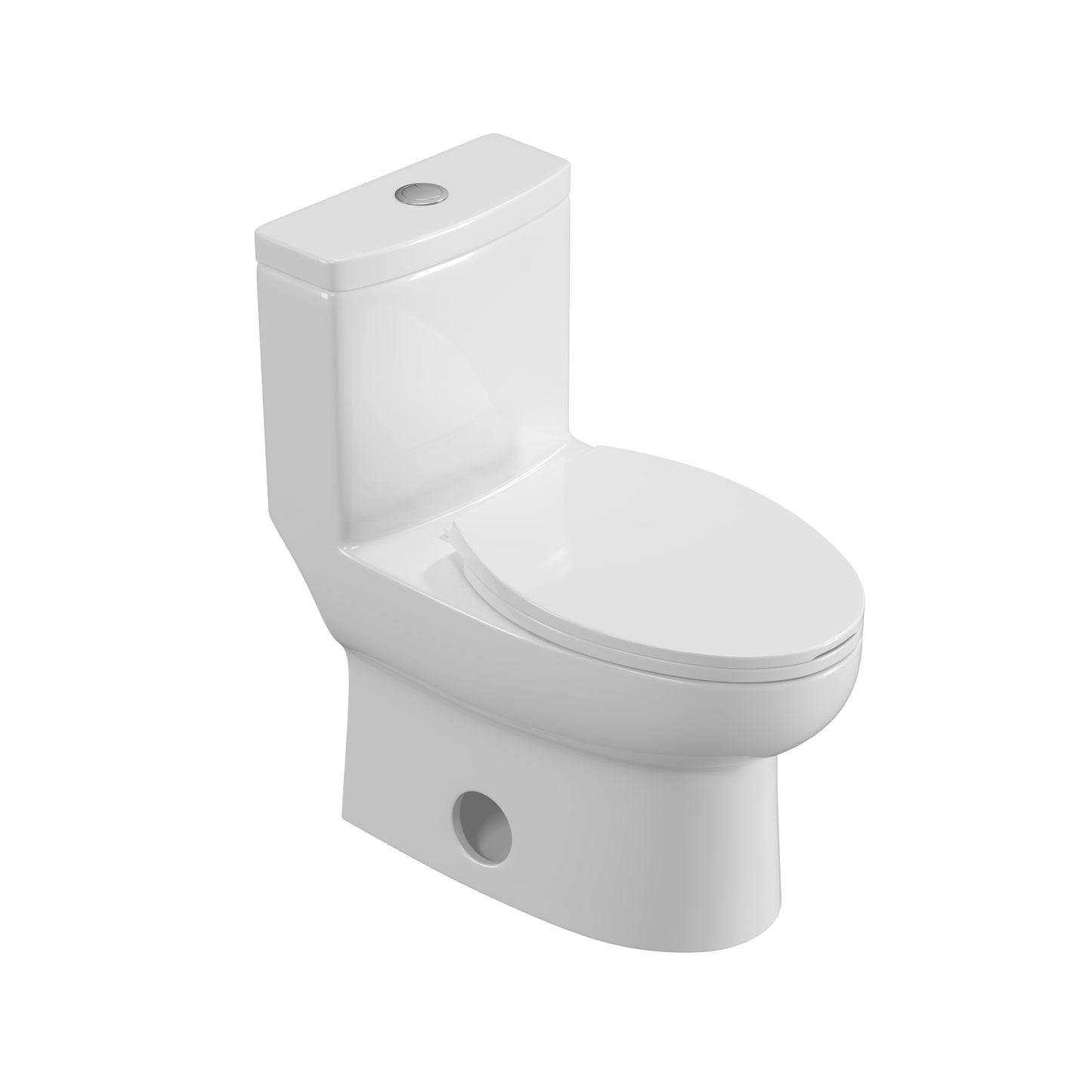 Dual Flush Elongated Standard One Piece Toilet with Comfortable Seat Height, Soft Close Seat Cover, High-Efficiency Supply, and White Finish Toilet Bowl (White Toilet)