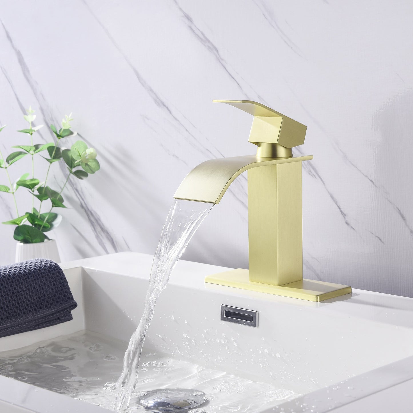 Elegant Waterfall Spout Bathroom Sink Faucet with Single Handle