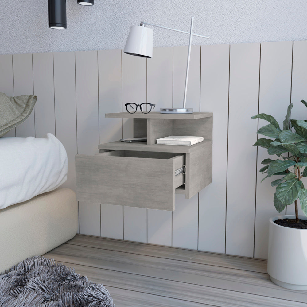 Nightstand Floating Flopini, Bedroom, Concrete Gray