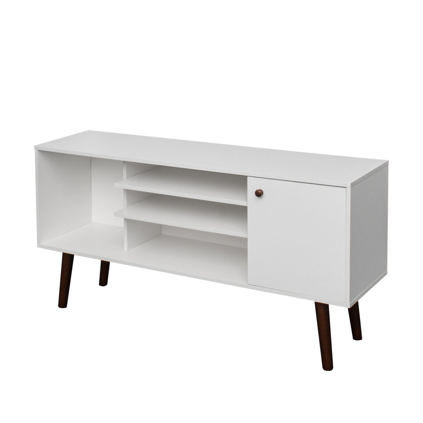 Modern White TV Stand with Ample Storage and Sturdy Frame