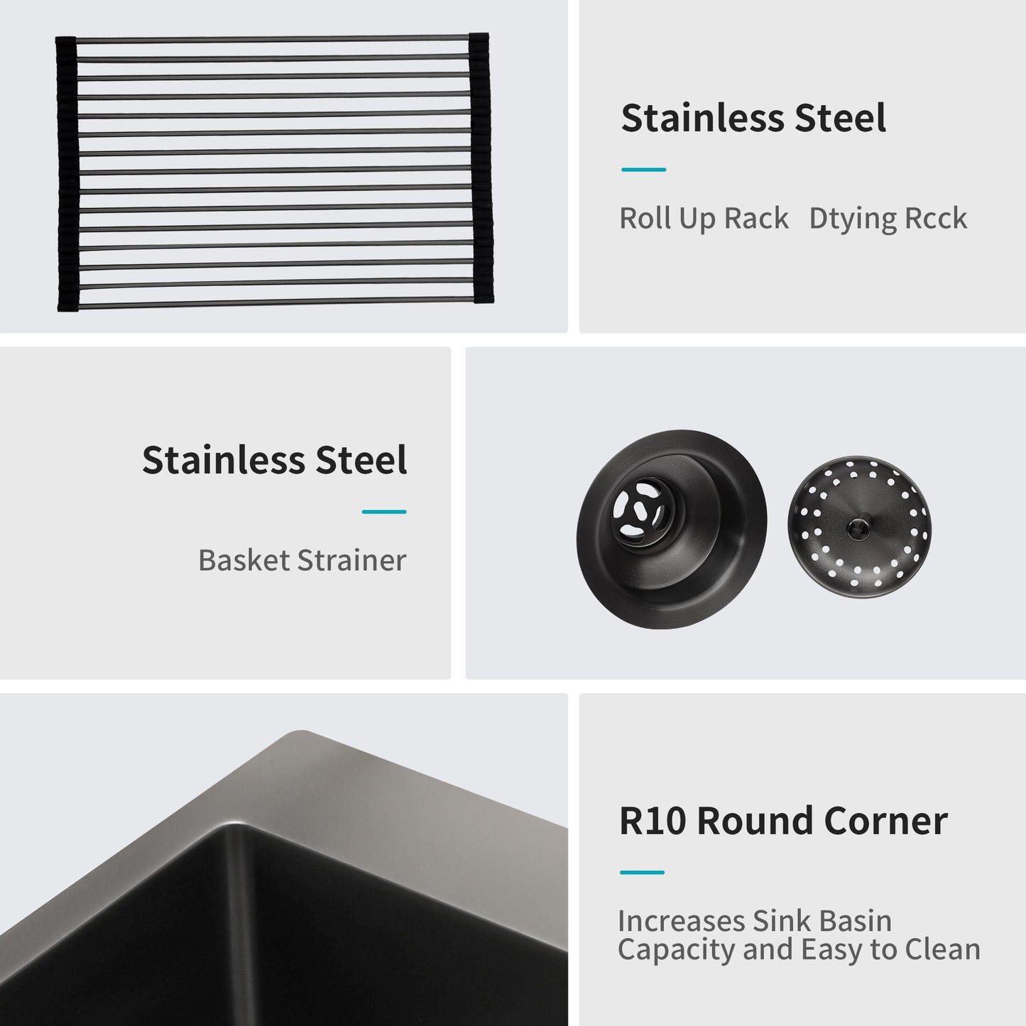 Gunmetal Black Stainless Steel Kitchen Sink with Premium Accessories, 28x22 Inch Single Bowl Drop-in Sink