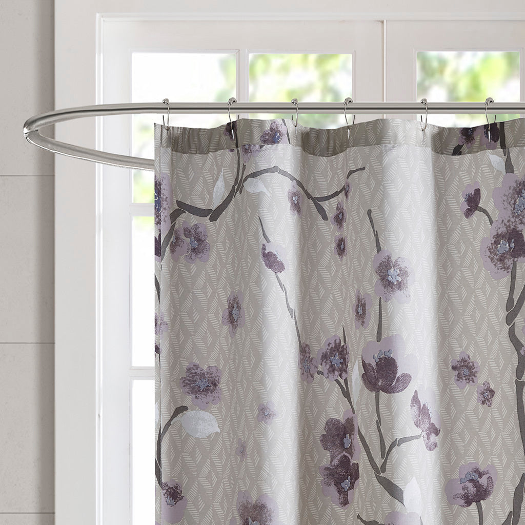 Cherry Blossom Floral Cotton Shower Curtain