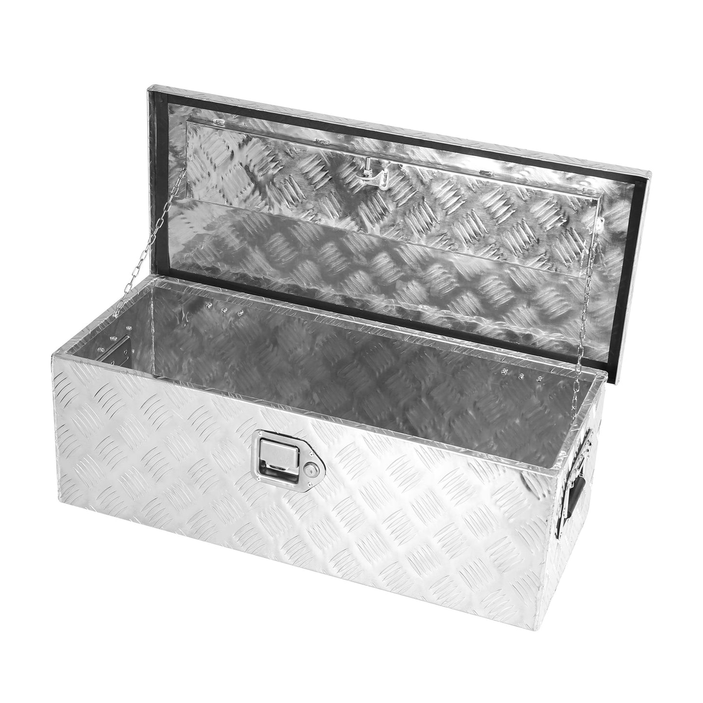 30 Inch Heavy Duty Silver Aluminum 5 Bar Tread Tool long Box Truck Pickup Trailer Toolbox Underbody Storage+Lock+Keys (30.1"×12.8"×10.4")