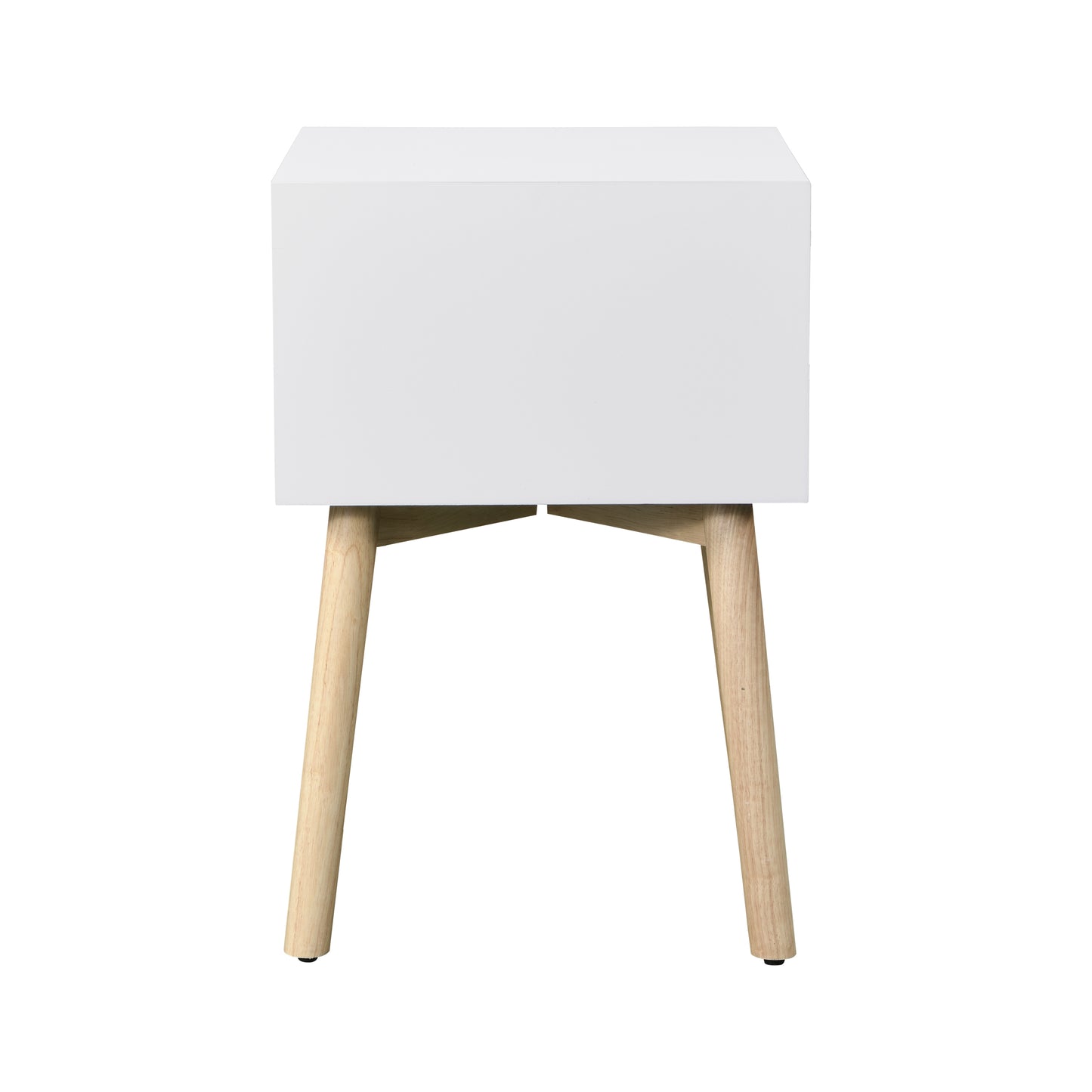 ZFZTIMBER Side Table,Bedside Table with 2 Drawers and Rubber Wood Legs, Mid-Century Modern Storage Cabinet for Bedroom Living Room, White