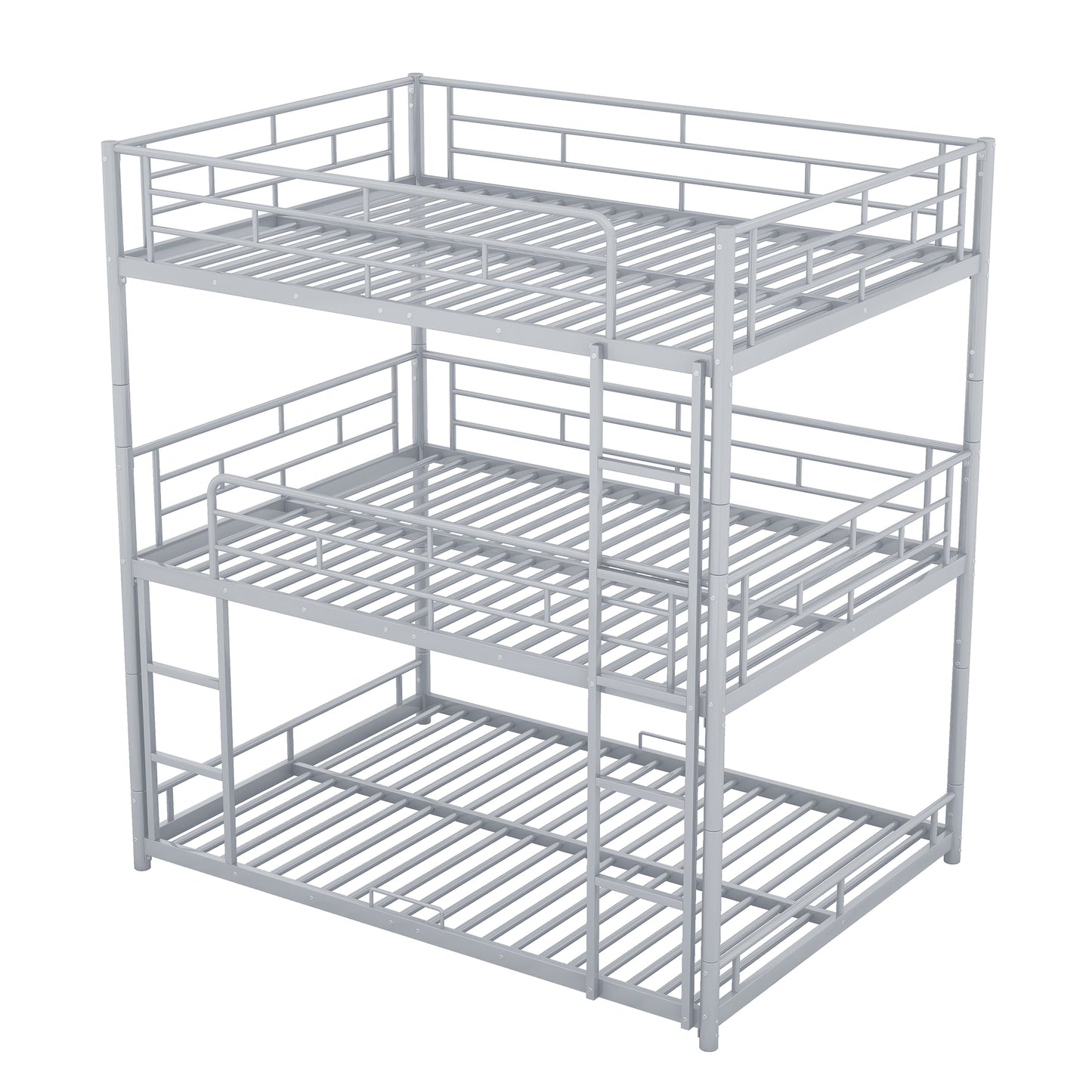 Silver Metal Triple Bunk Bed for Full Size