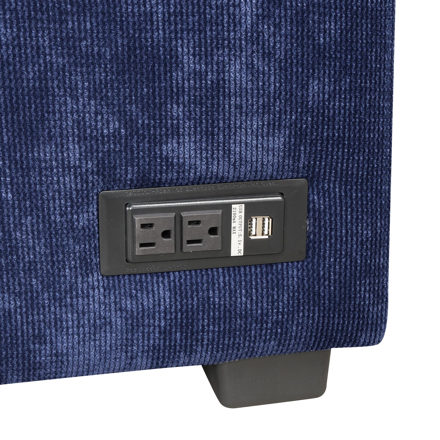 Convertible Navy Blue L-Shape Sleeper Sofa with USB Ports and Power Sockets