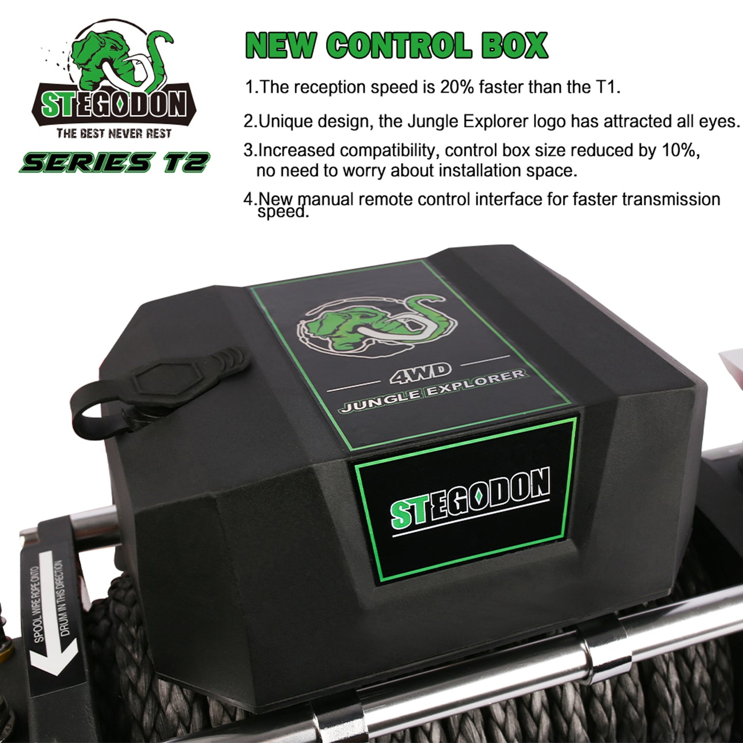 STEGODON 13000 LBS Electric Winch with Synthetic Rope and Dual Control Options