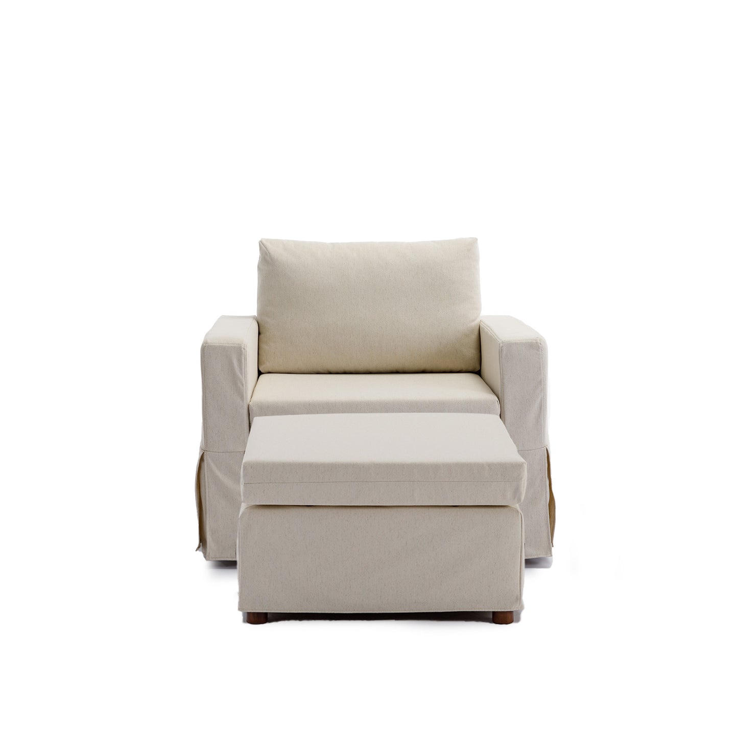 Single Seat Module Sofa Sectional Couch With 1 Ottoman,Cushion Covers Removable and Washable,Cream