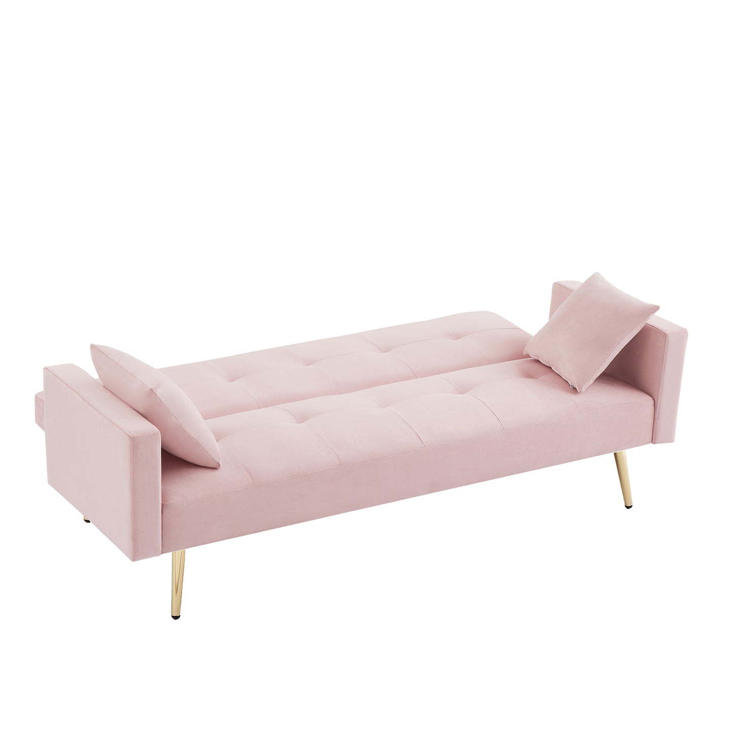 PINK Velvet  Convertible Folding Futon Sofa Bed , Sleeper Sofa Couch for Compact Living Space