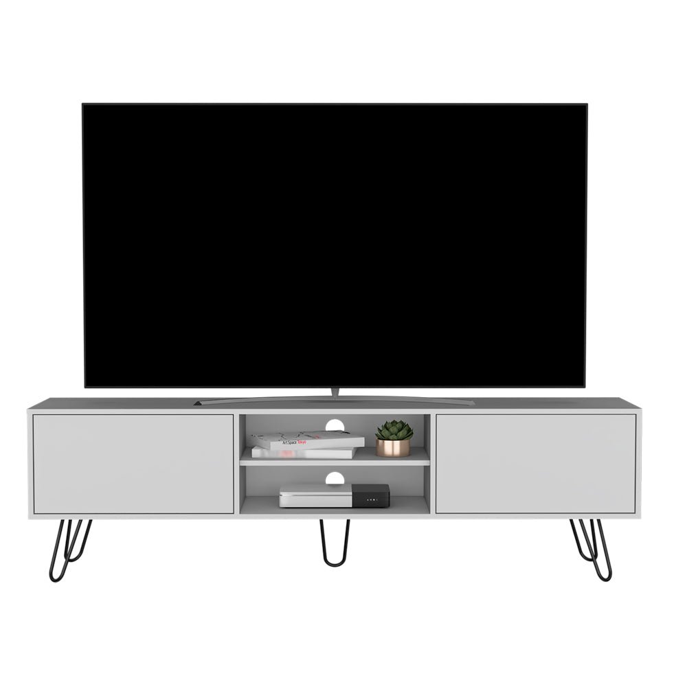 Elevate Your Living Room with the Stylish Franklin White TV Stand with Ample Storage Options