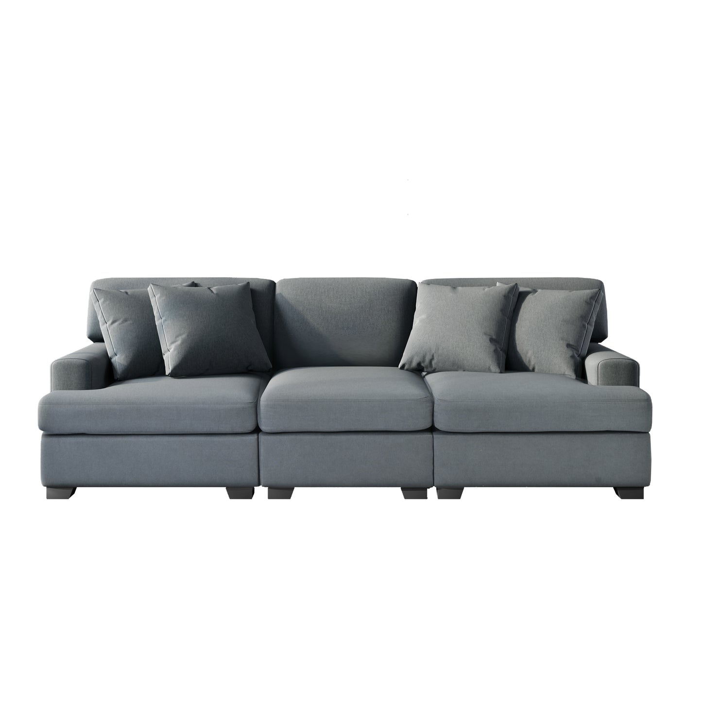 U_STYLE 3 Seat Sofa with Removable Back and Seat Cushions and 4 Comfortable Pillows