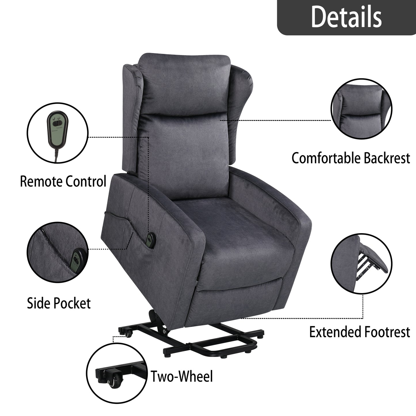 Adjustable Power Lift Recliner Chair with Remote Control