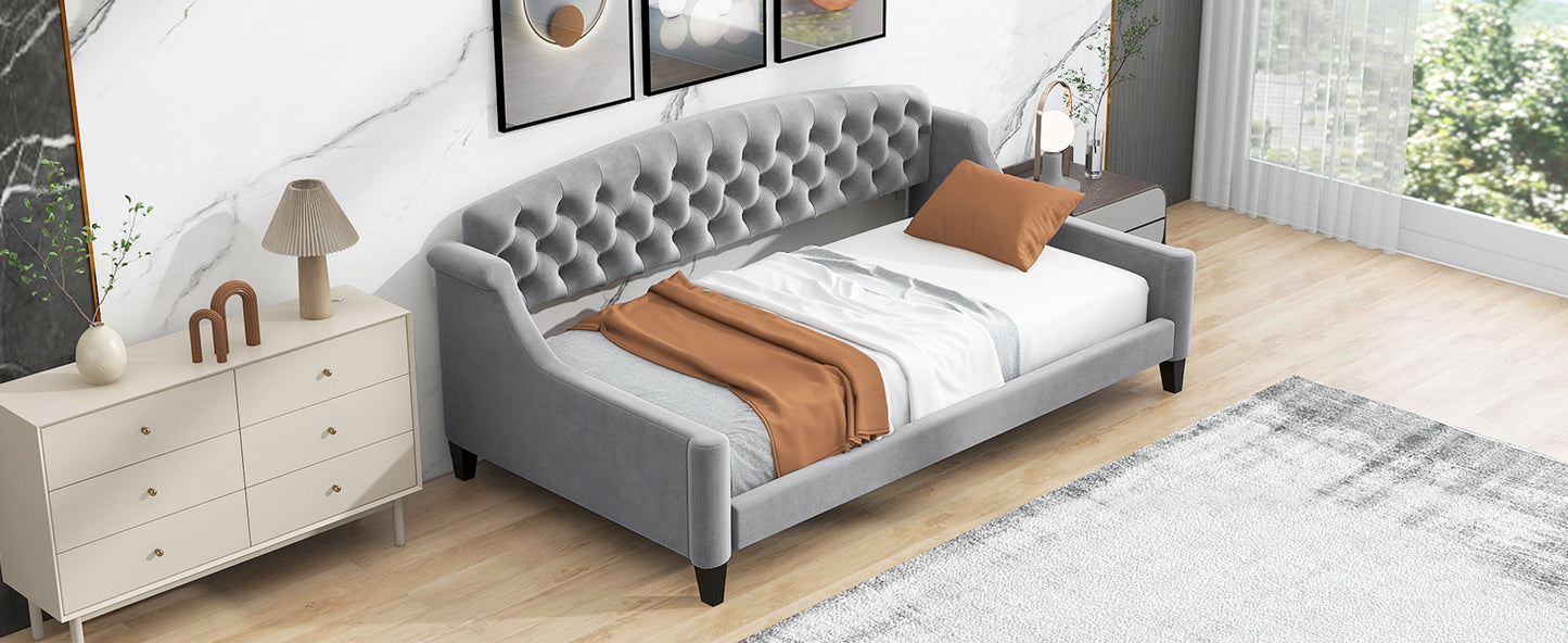 Modern Luxury Tufted Button Daybed,Twin,Gray(Expected Arrival Time:12.28)