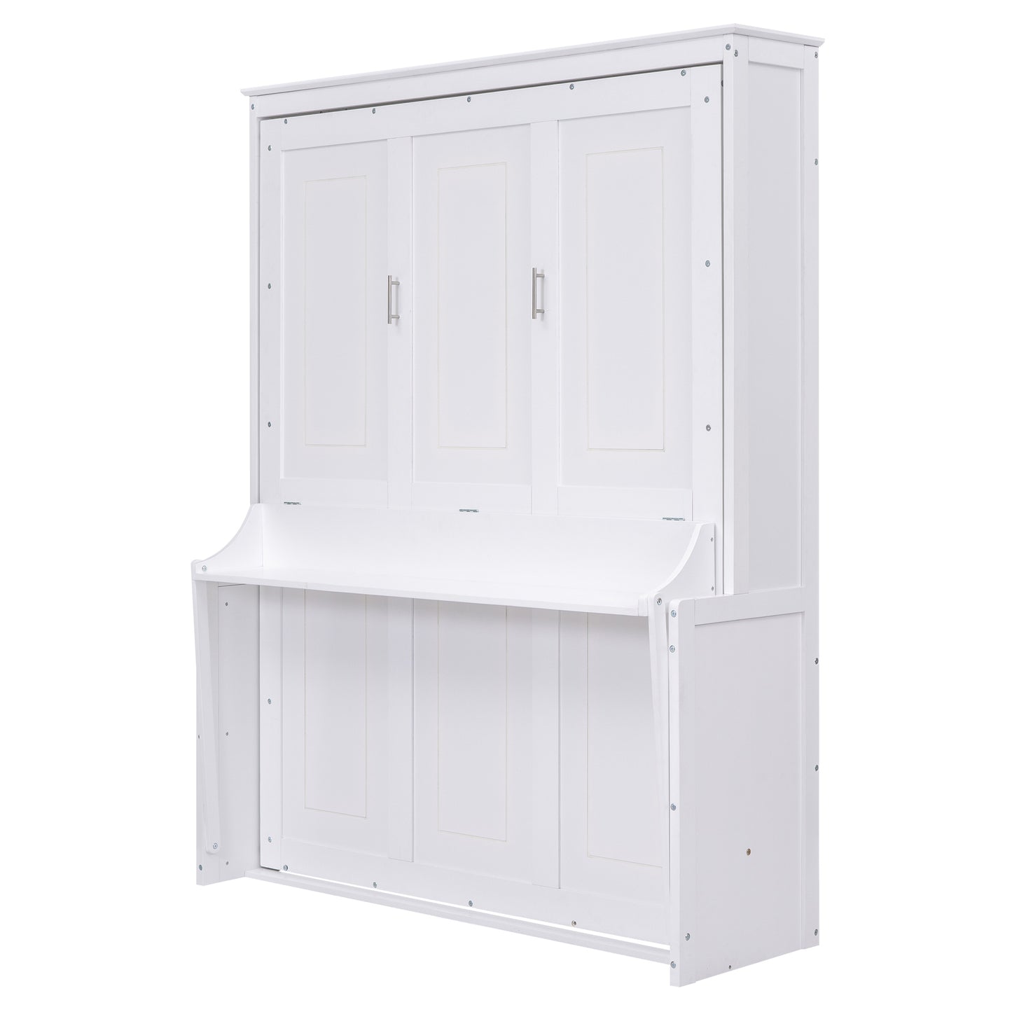 Queen Size Murphy Bed with a Shelf, White