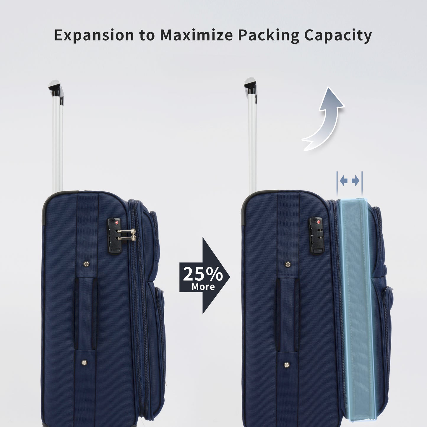 Softside Luggage Expandable 3 Piece Set Suitcase Upright Spinner Softshell Lightweight Luggage Travel Set