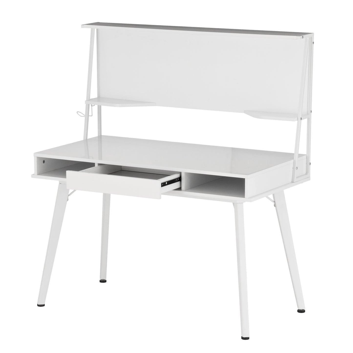 Multi-Purpose White Desk with Magnetic Whiteboard & Storage Shelf