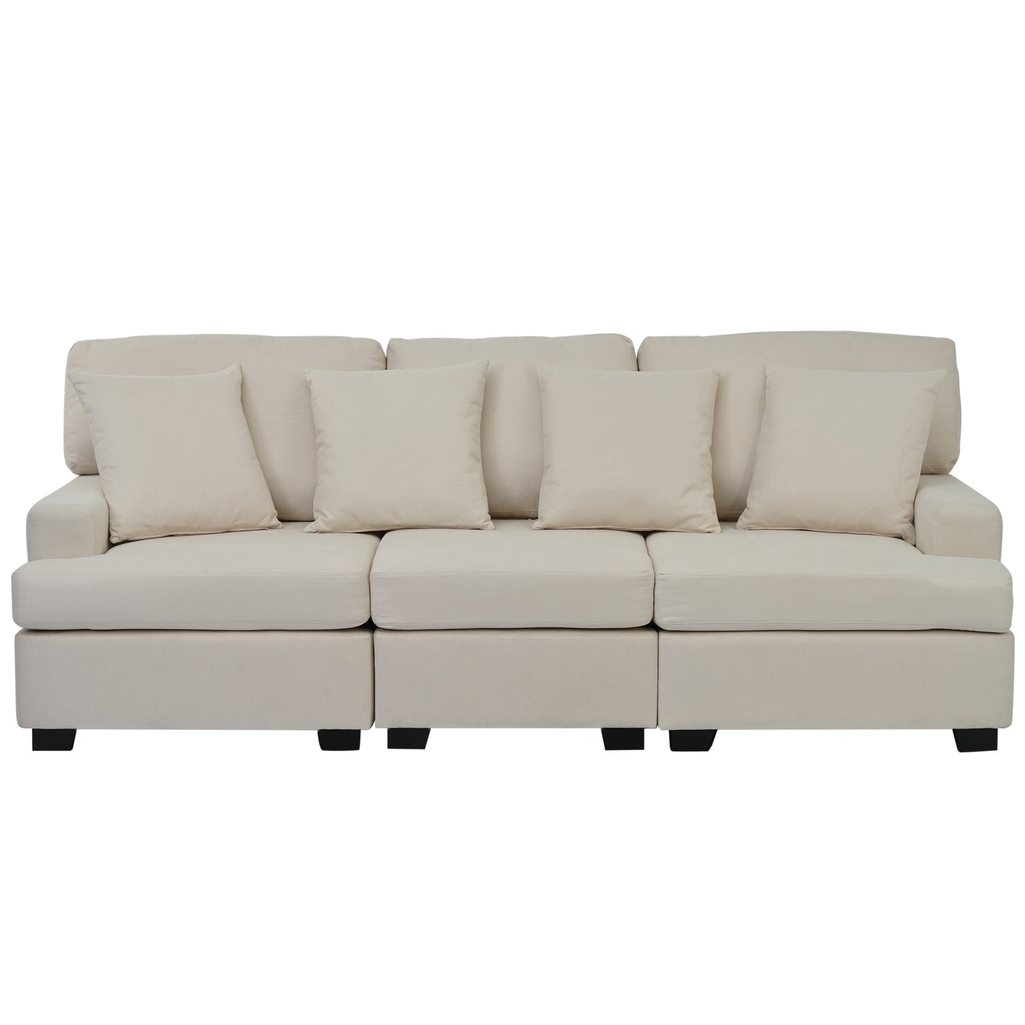 U_STYLE 3 Seat Sofa with Removable Back and Seat Cushions and 4 Comfortable Pillows