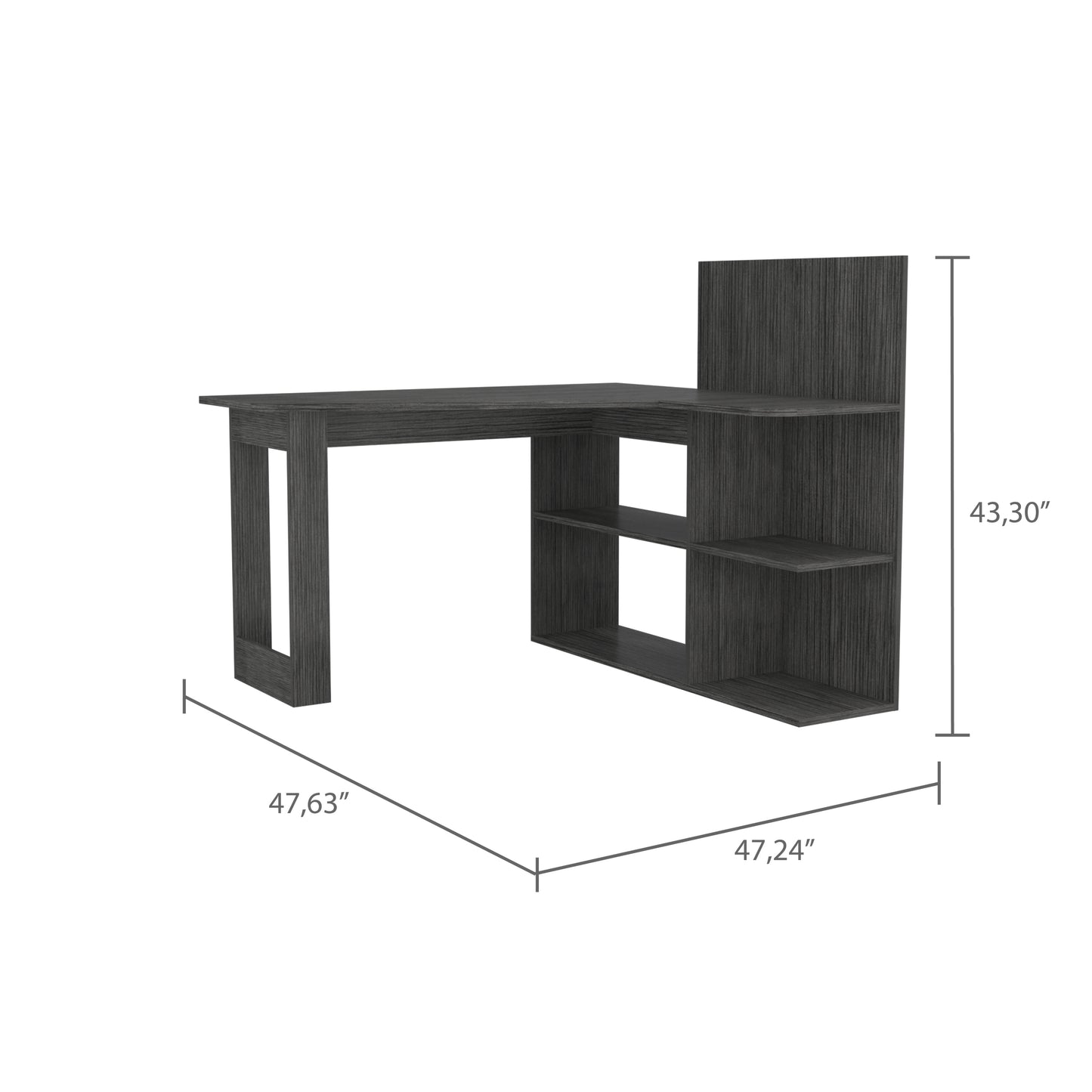 Fairfield L-Shaped Computer Desk with Smokey Oak Finish and Ample Storage