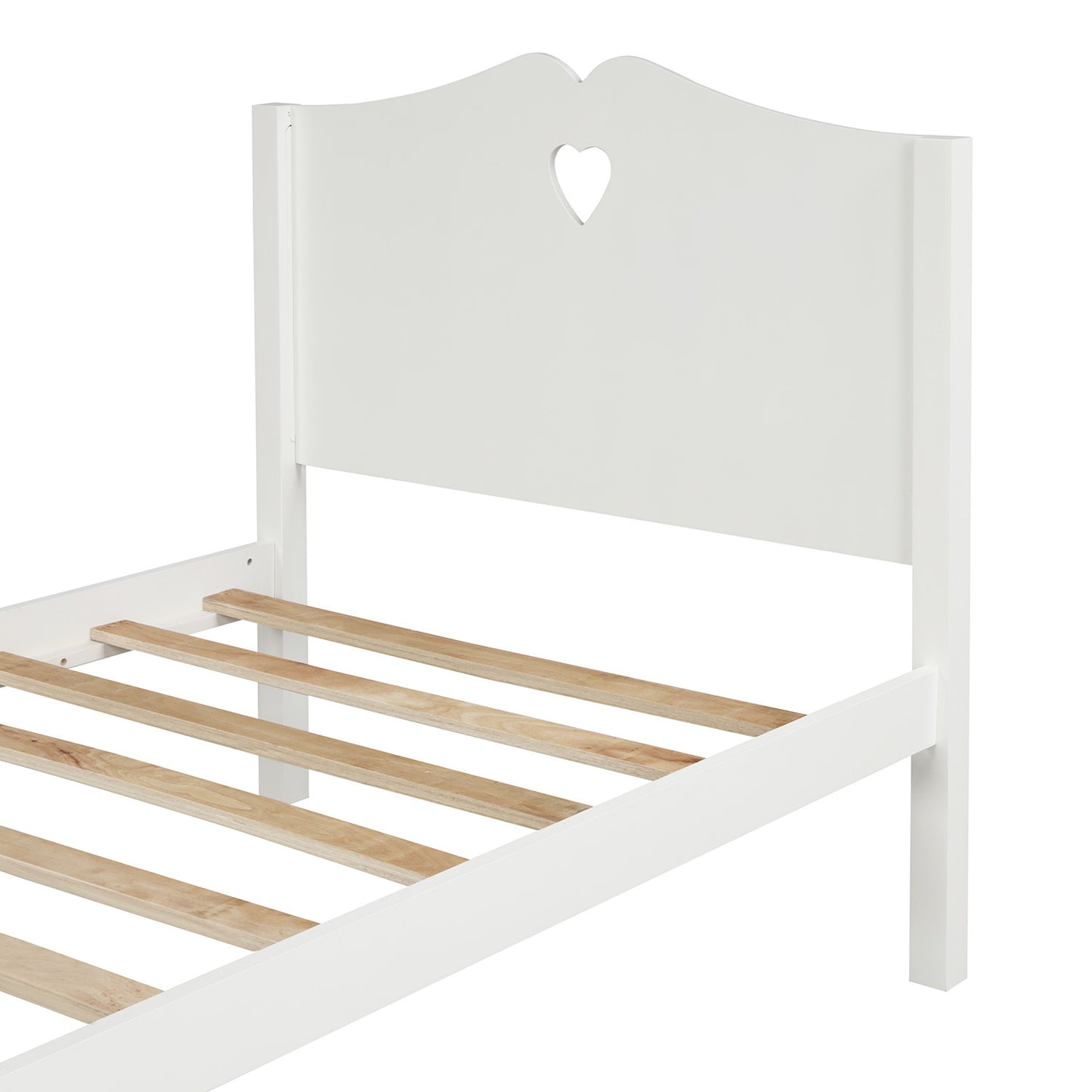 Bed Frame Twin Platform Bed with Wood Slat Support and Headboard and Footboard (White)