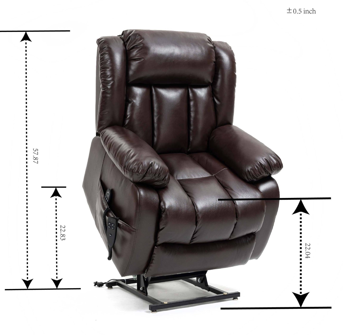 Brown Power Lift Recliner Chair with Massage and Heating