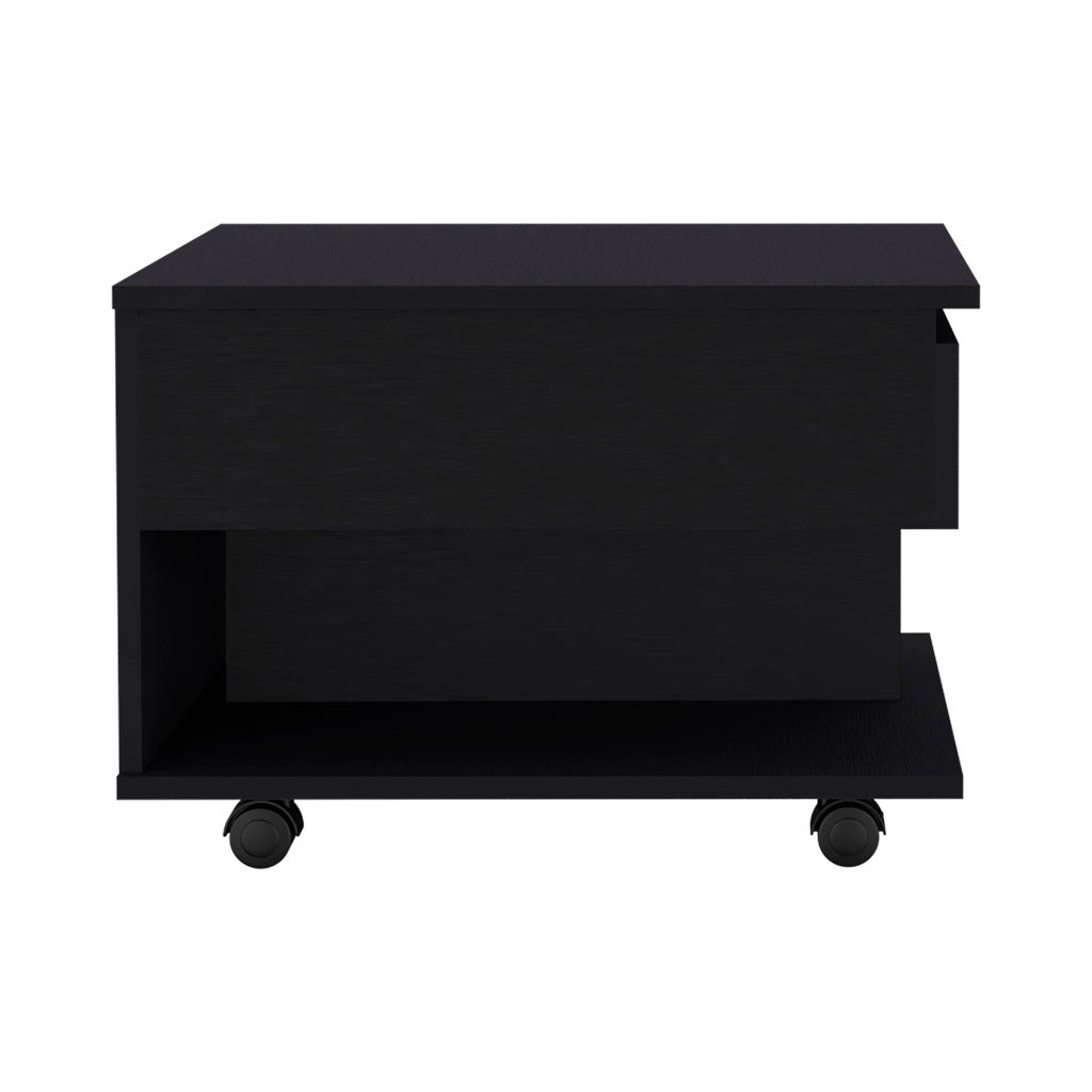 Mercuri Lift Top Coffee Table with Casters, Black Wengue Finish