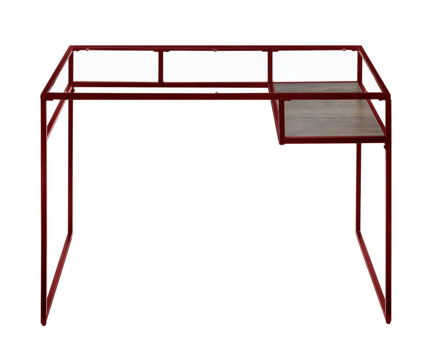 Yasin Red Glass Industrial Desk