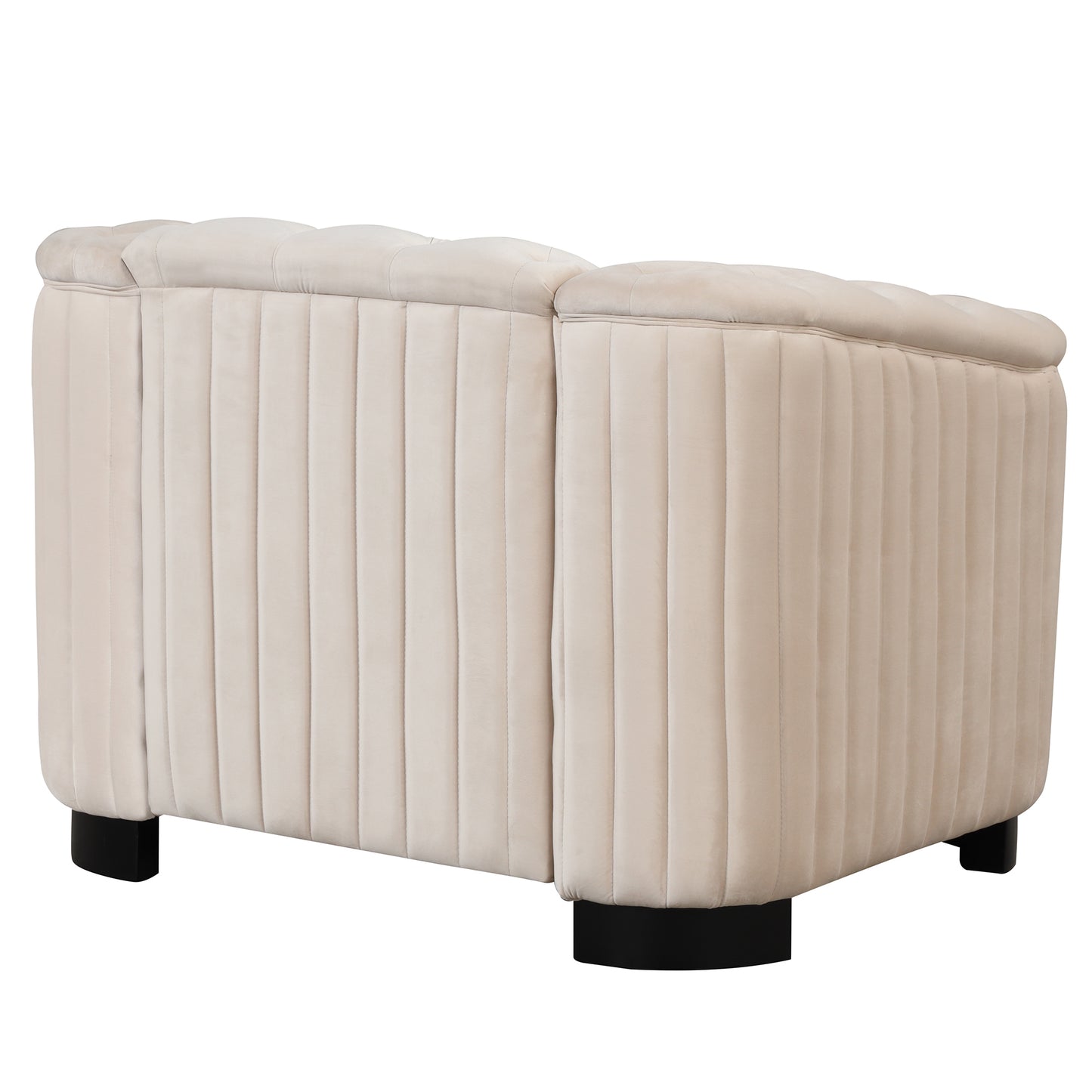 41.5 Beige Velvet Single Sofa Chair with Removable Seat Cushion