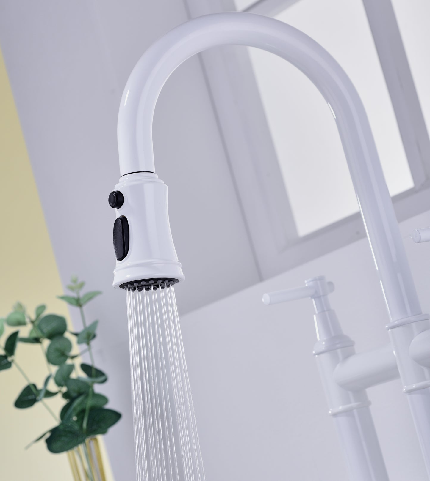 Bridge Kitchen Faucet with Pull-Down Sprayhead in Spot