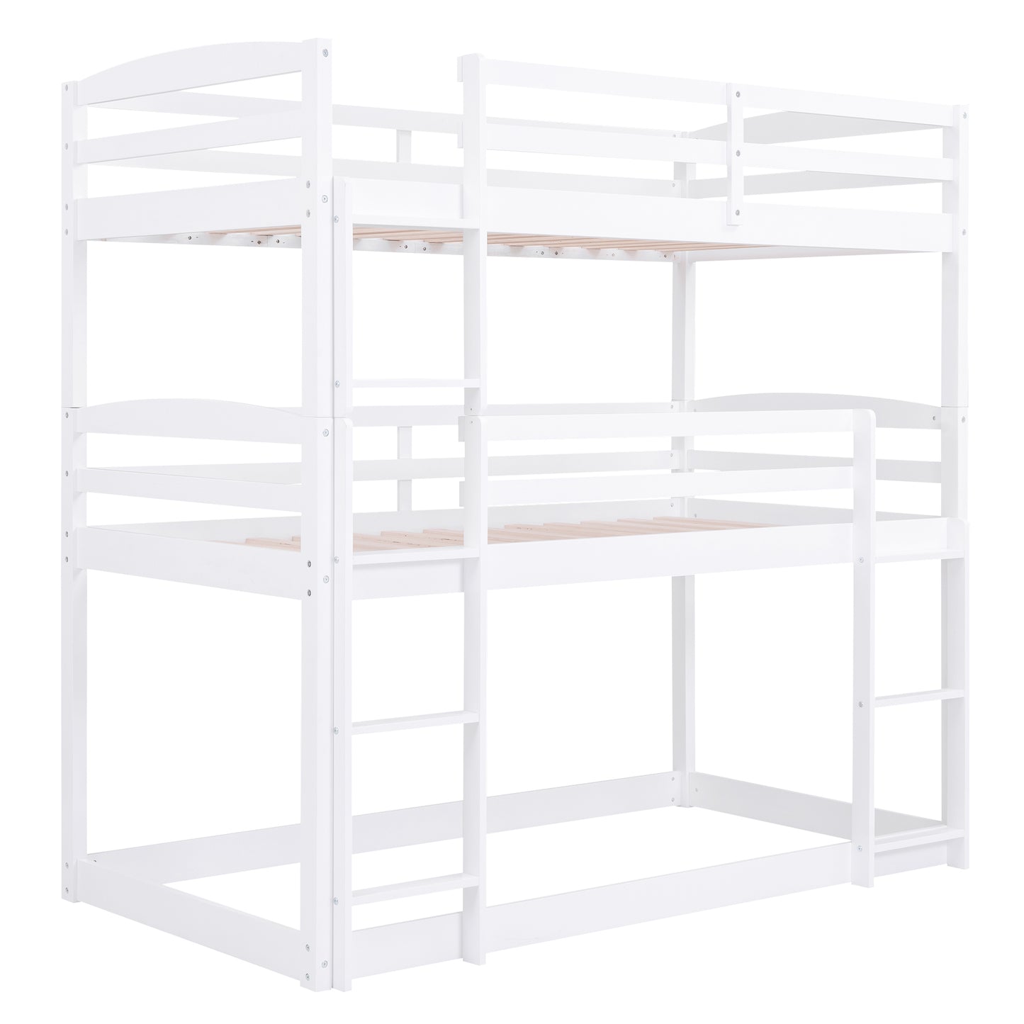 White Triple Bunk Bed with Three Twin Beds