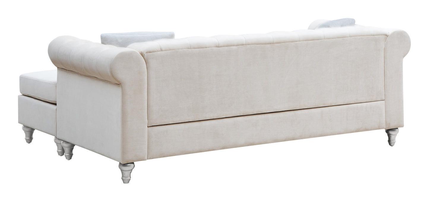 Raisa G867B-SCH Beige Velvet Sofa Chaise