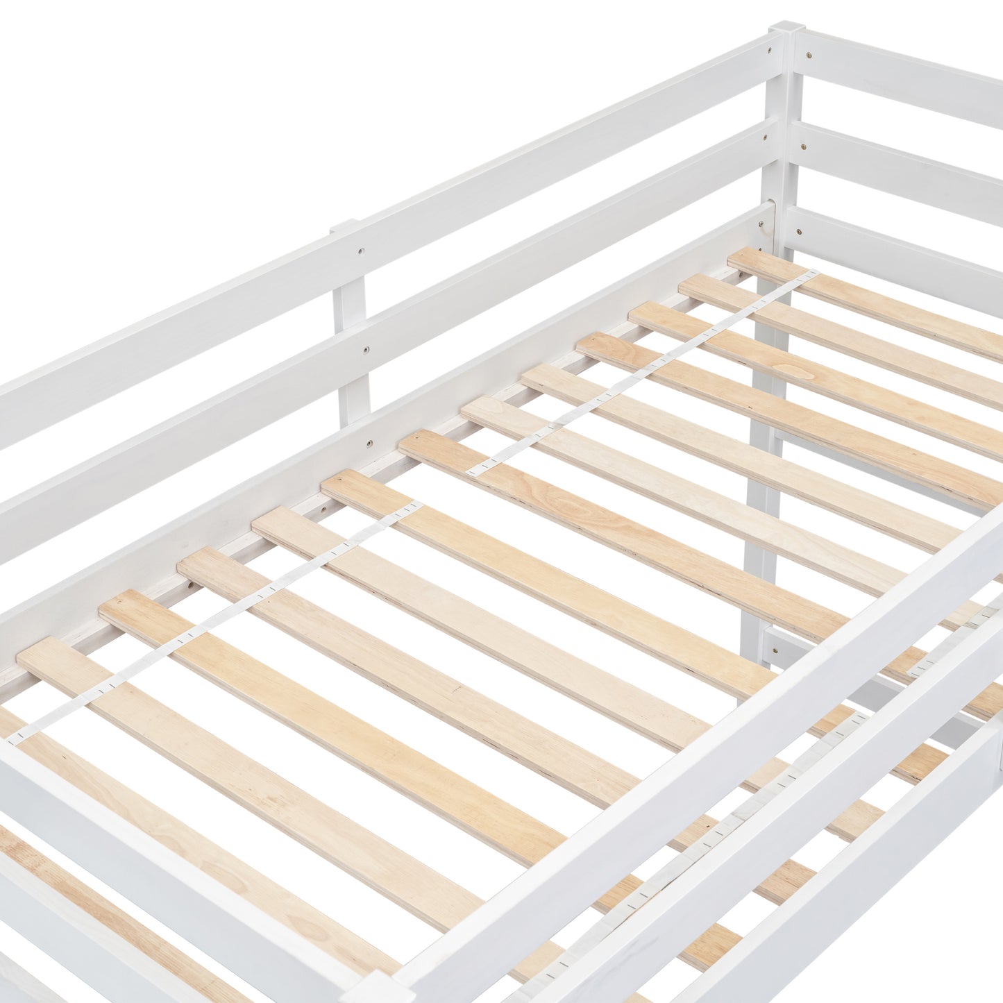 Twin Loft Bed with Platform, ladder,White