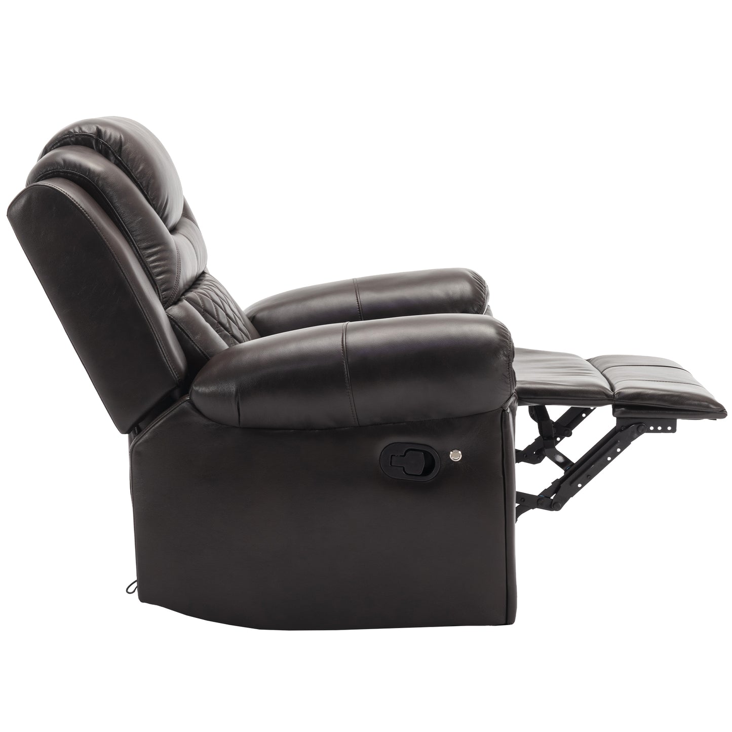 Brown Home Theater Recliner Chair with LED Lights and Manual Recline