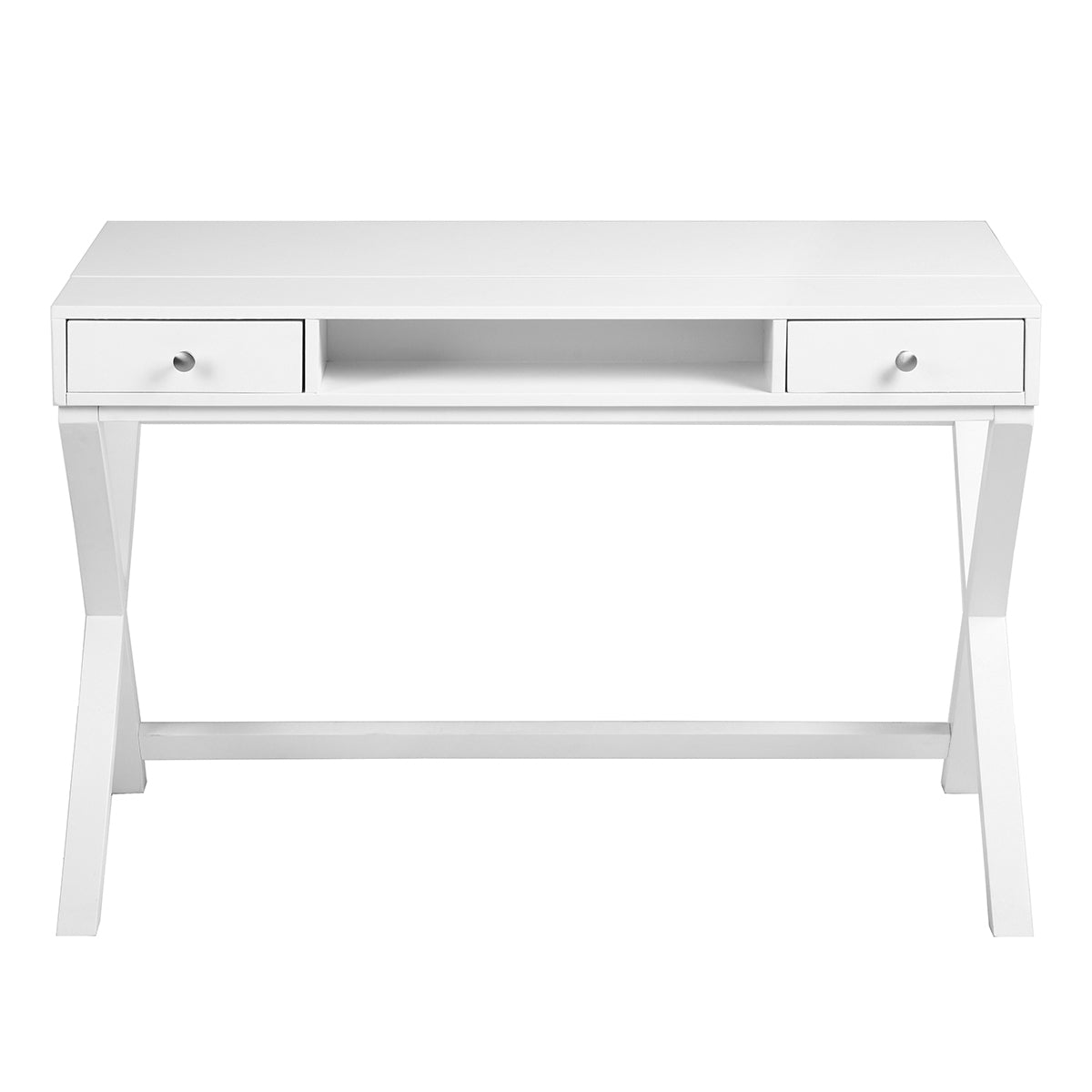 Adjustable Lift Desk with Storage Drawers, Contemporary Farmhouse Home Office Desk, White