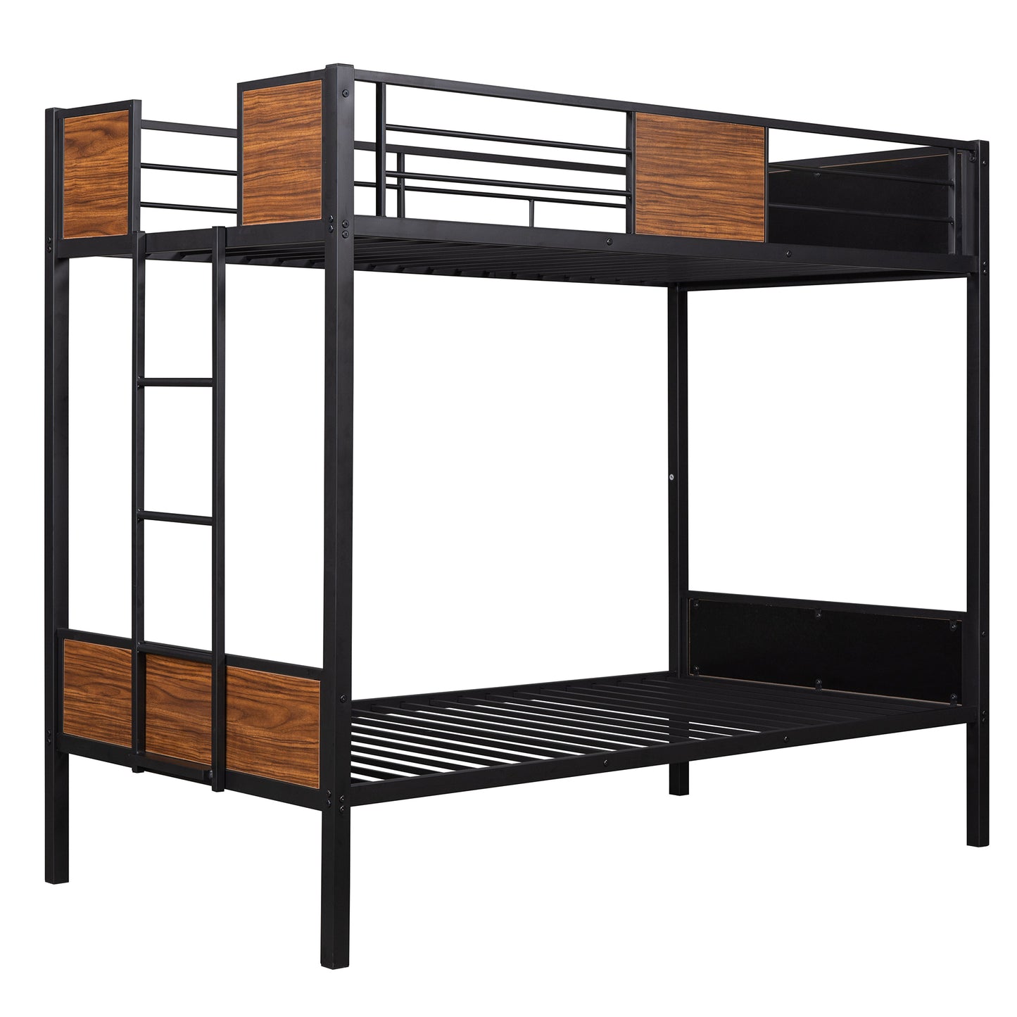 Steel Frame Twin Over Twin Bunk Bed with Safety Rail and Ladder for Bedroom, Dorm, Boys, Girls, Adults