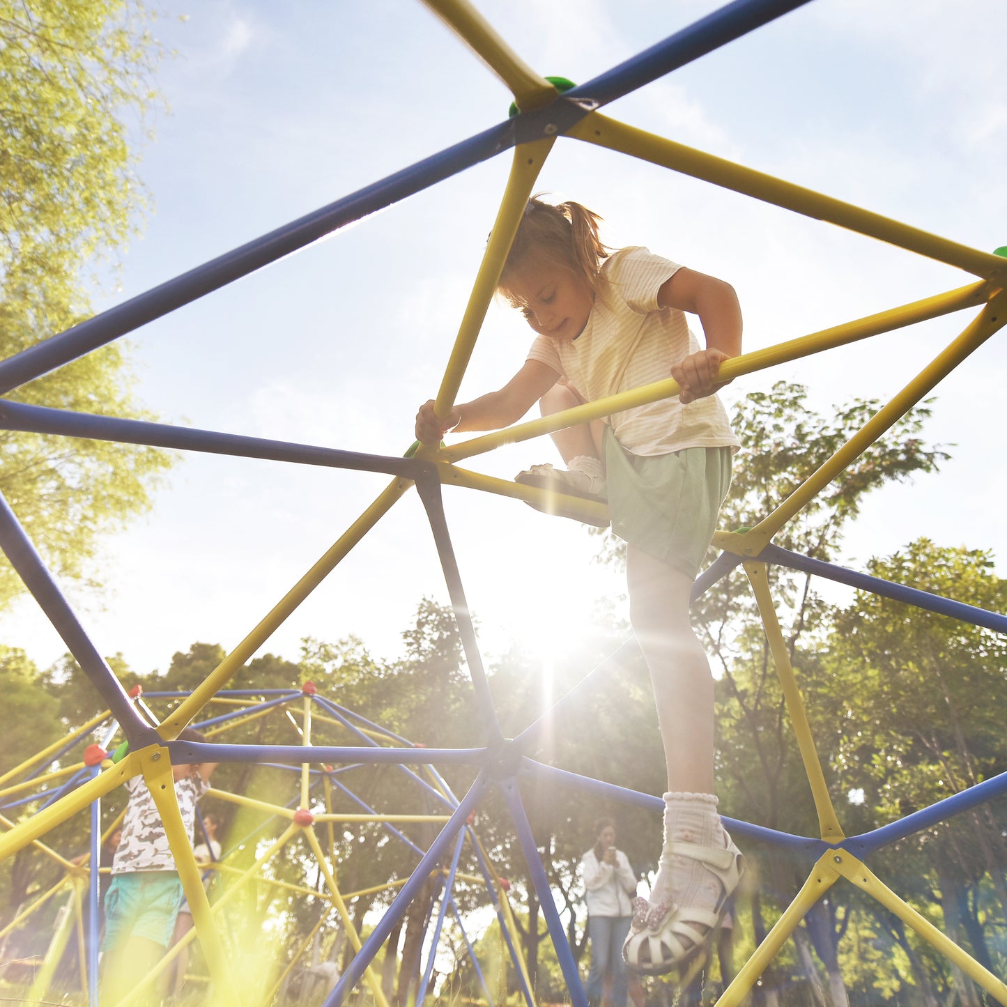 Children's Geometric Jungle Gym Dome Climber - 10 ft Playground Climbing Frame with Rust & UV Resistant Steel, Supports 1000 LBS