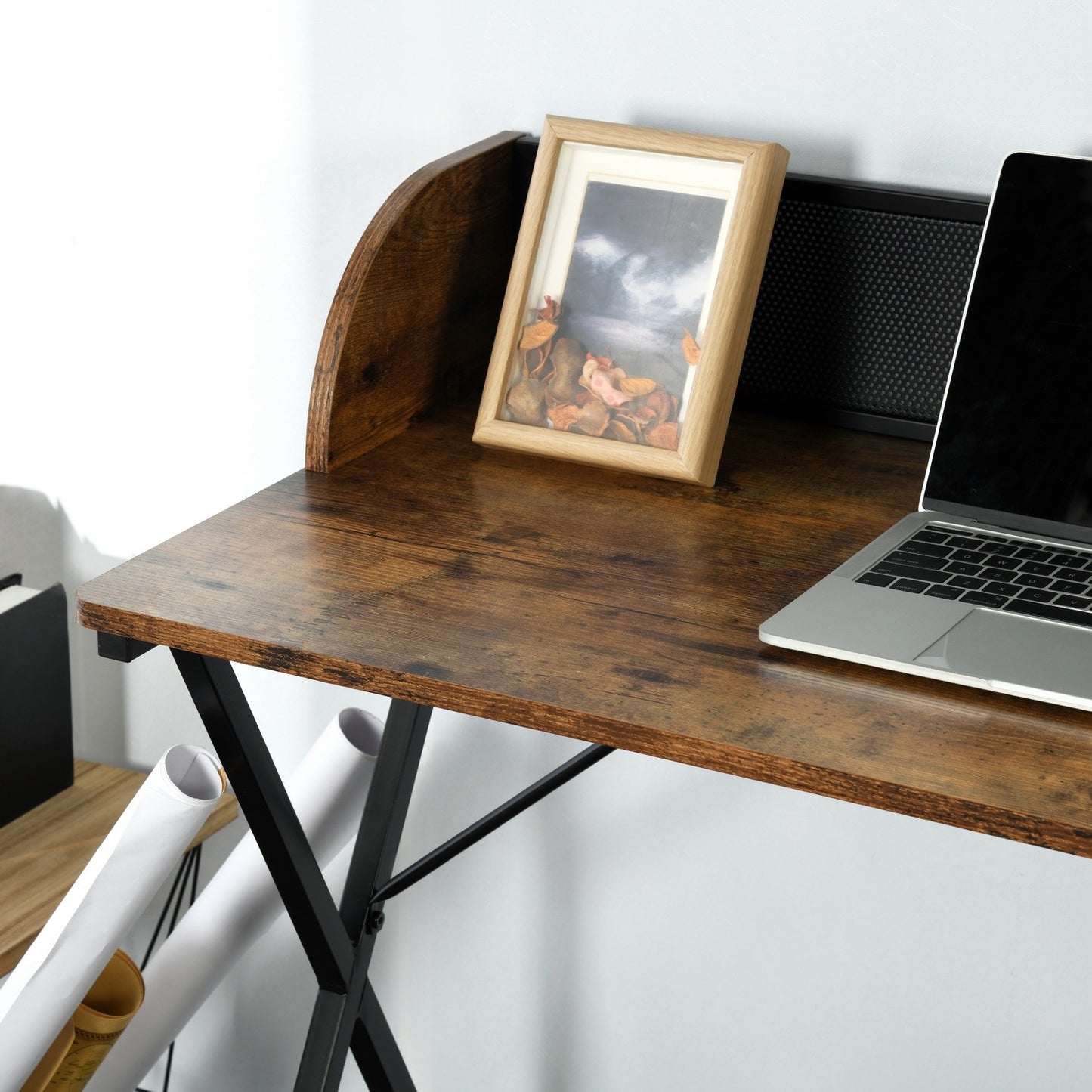 Rectangular Black Computer Desk with Sturdy Metal Legs