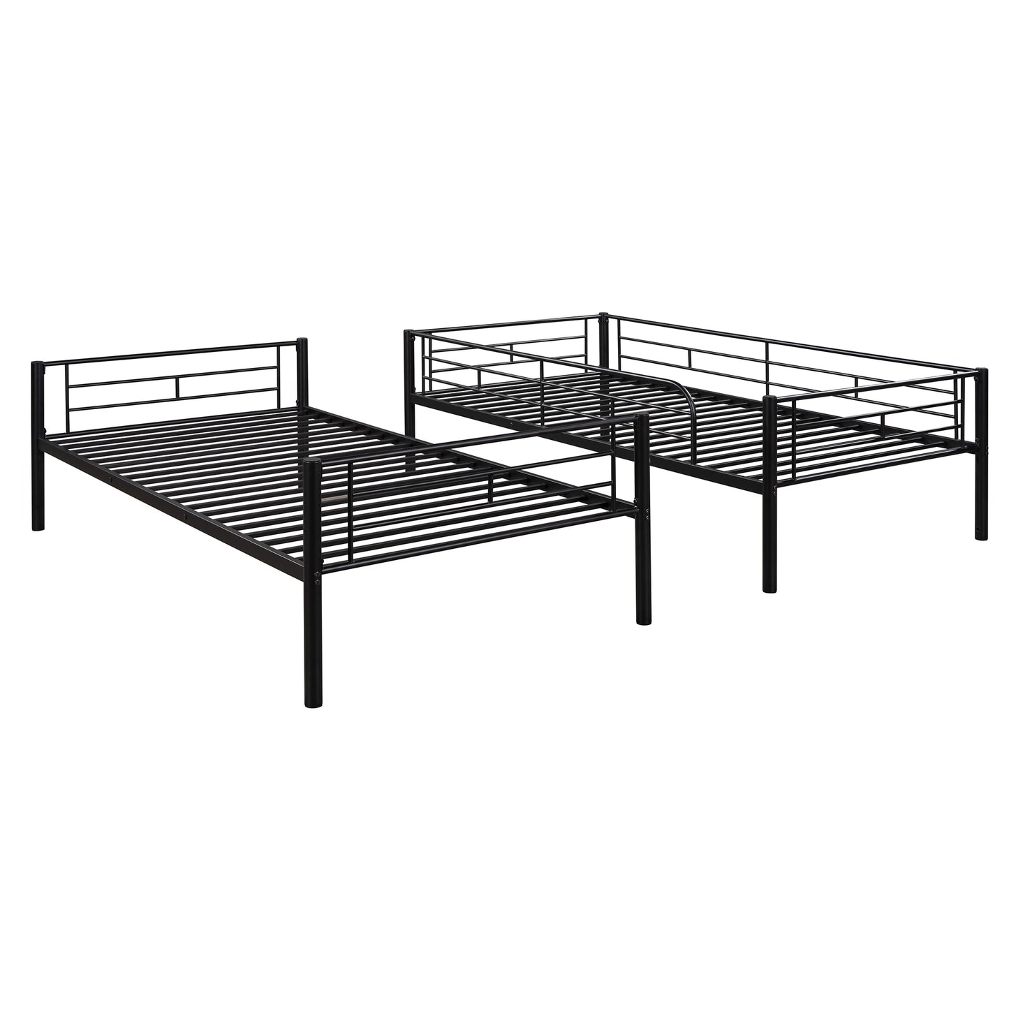 Contemporary Twin Metal Bunk Bed with Separable Twin Beds Option - Black