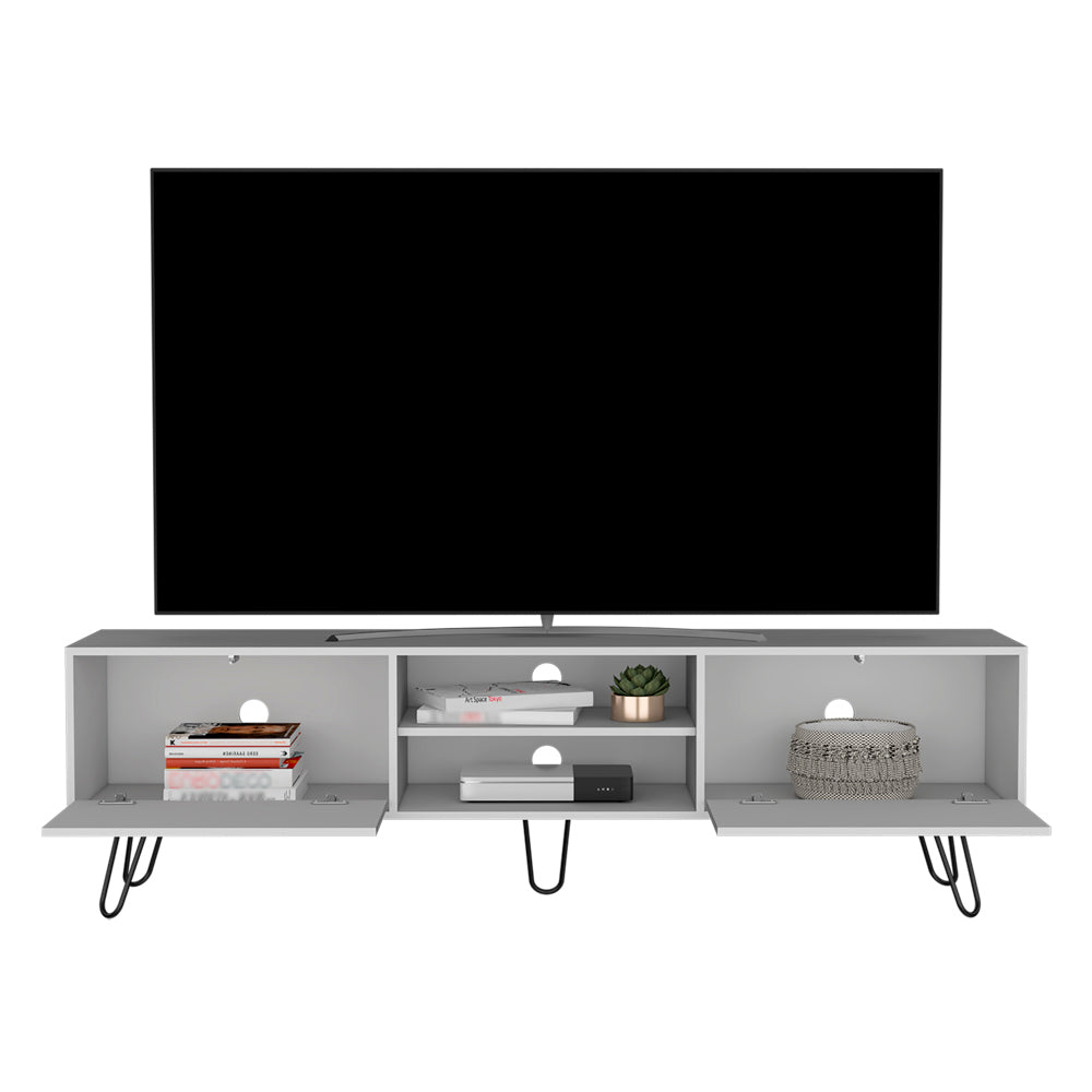 Elevate Your Living Room with the Stylish Franklin White TV Stand with Ample Storage Options