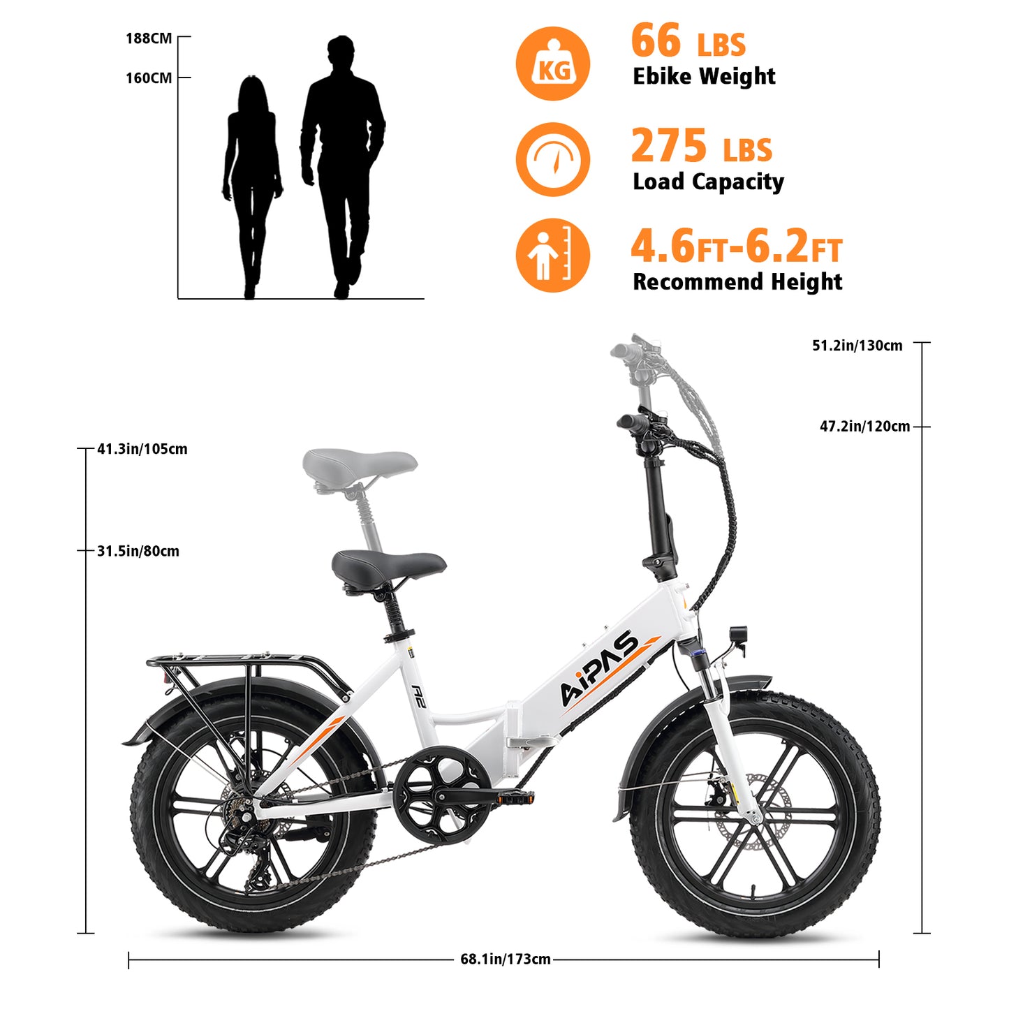 A2 Electric Bike Fat Tire 48V  Removable Lithium Battery for Adults, Step-Through Frame and Shimano 7-Speed