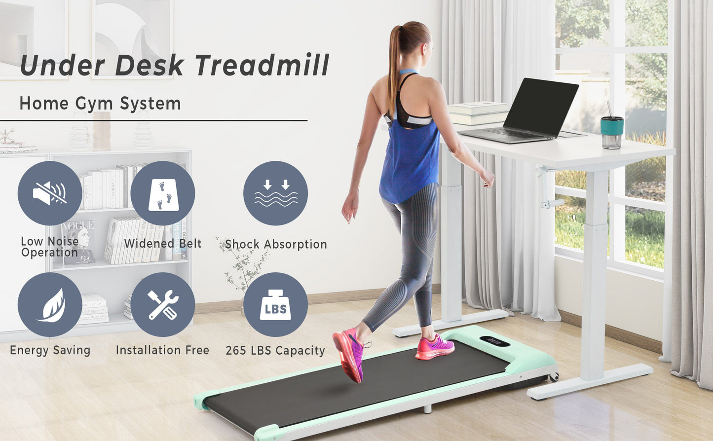 2 in 1 Under Desk Electric Treadmill 2.5HP, with Bluetooth APP and speaker, Remote Control, Display, Walking Jogging Running Machine Fitness Equipment for Home Gym Office