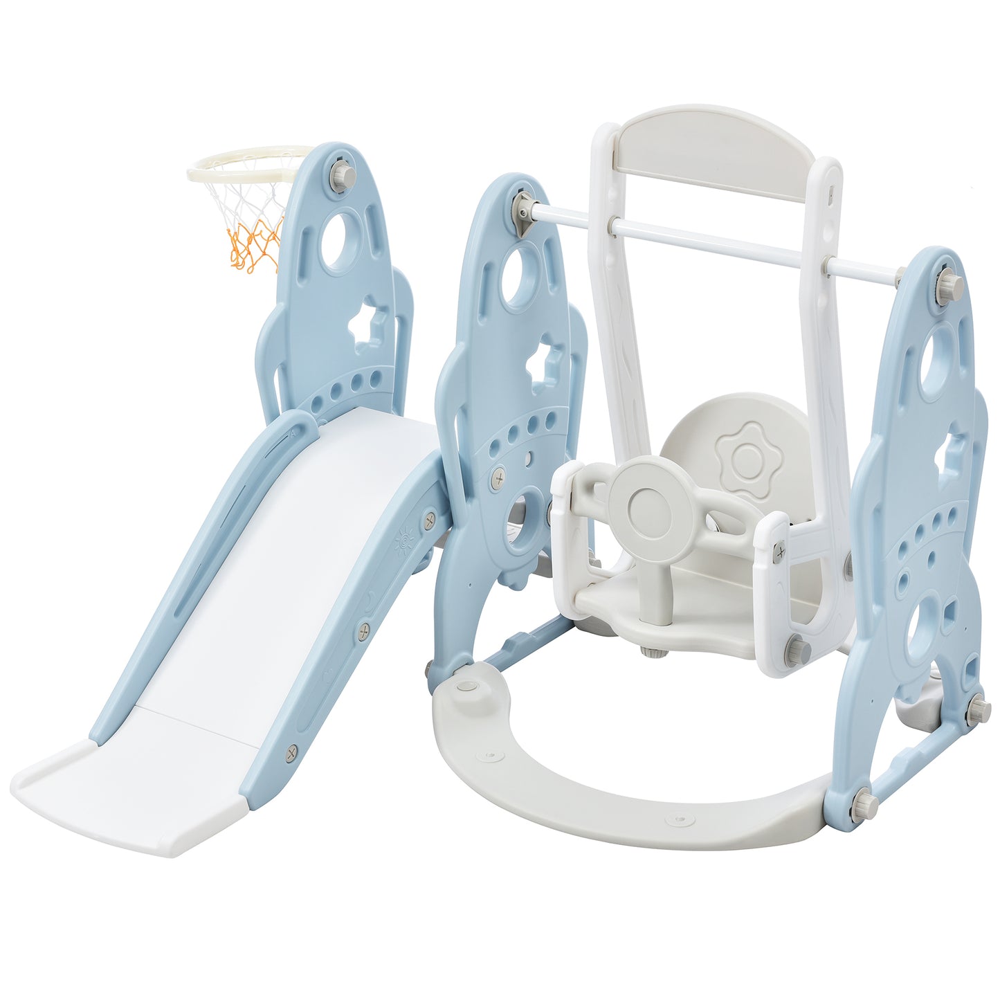 3-in-1 Toddler Slide, Swing, and Basketball Hoop Playset for Indoor & Outdoor