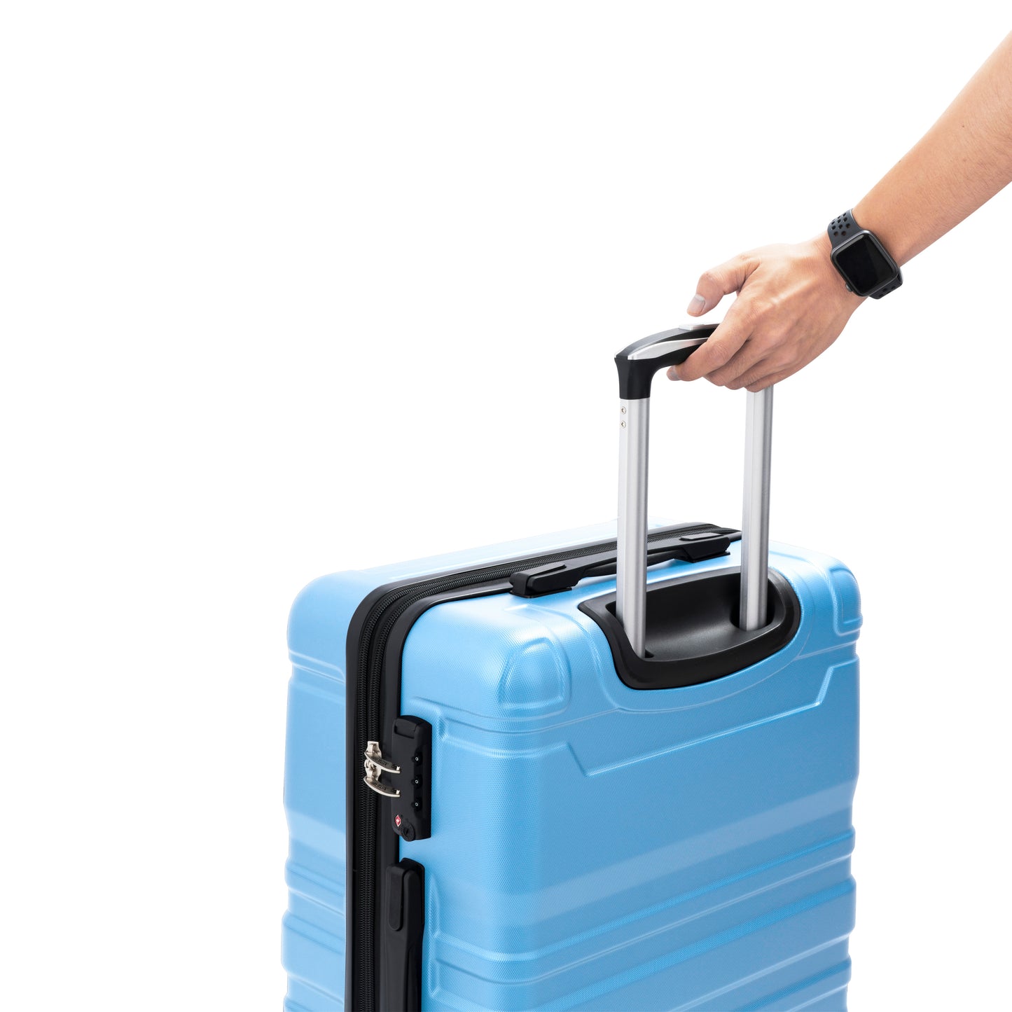 Luggage Sets New Model Expandable ABS Hardshell 3pcs Clearance Luggage Hardside Lightweight Durable Suitcase sets Spinner Wheels Suitcase with TSA Lock 20''24''28''(Sky Blue)