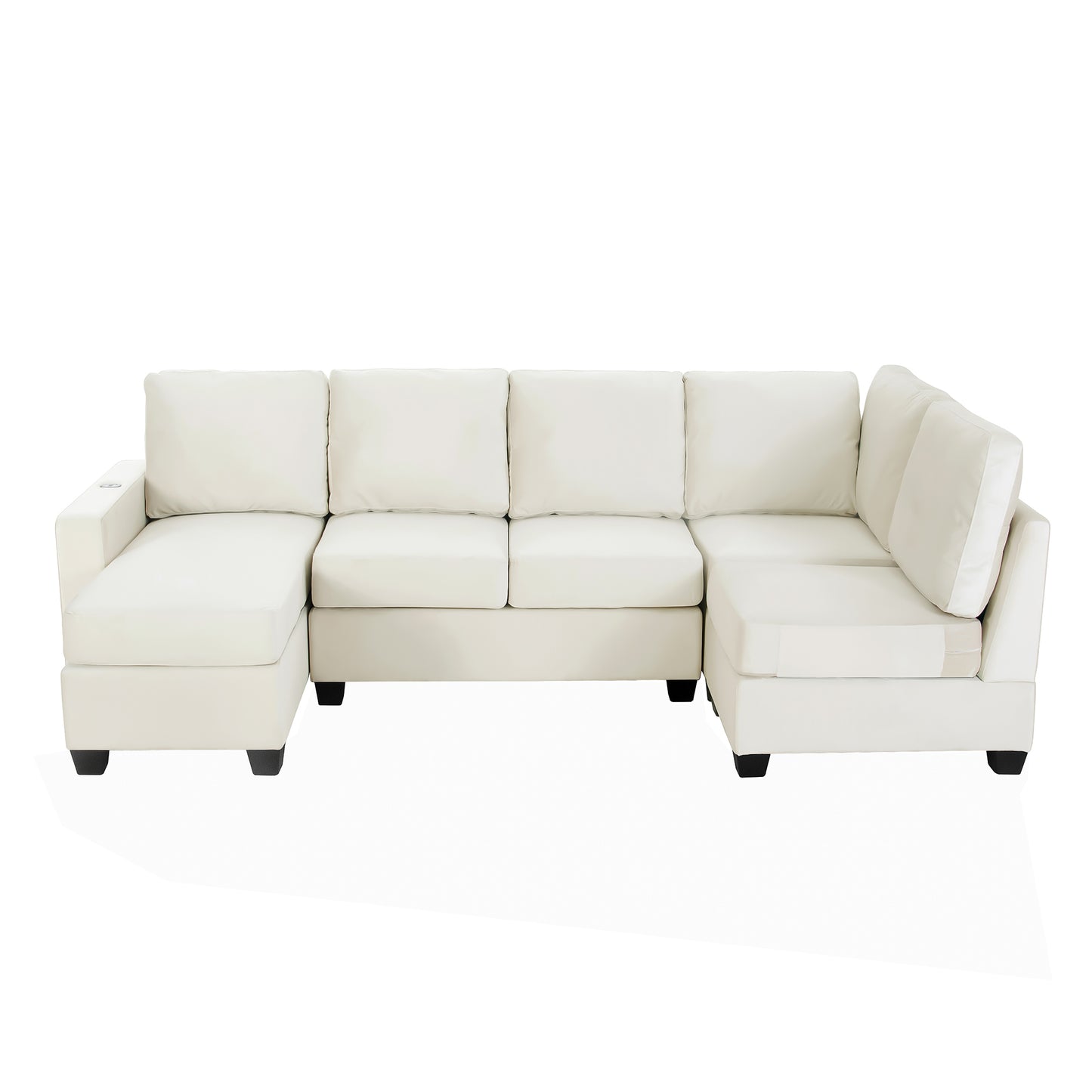 Modern L-shaped Sectional Sofa with Convertible Chaise Lounge