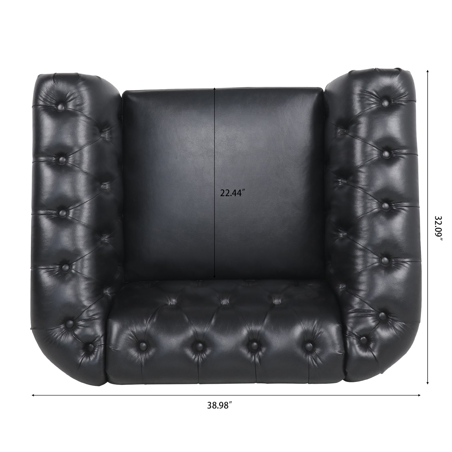 Elegant Leather Living Room Set with Silver Studs Trim