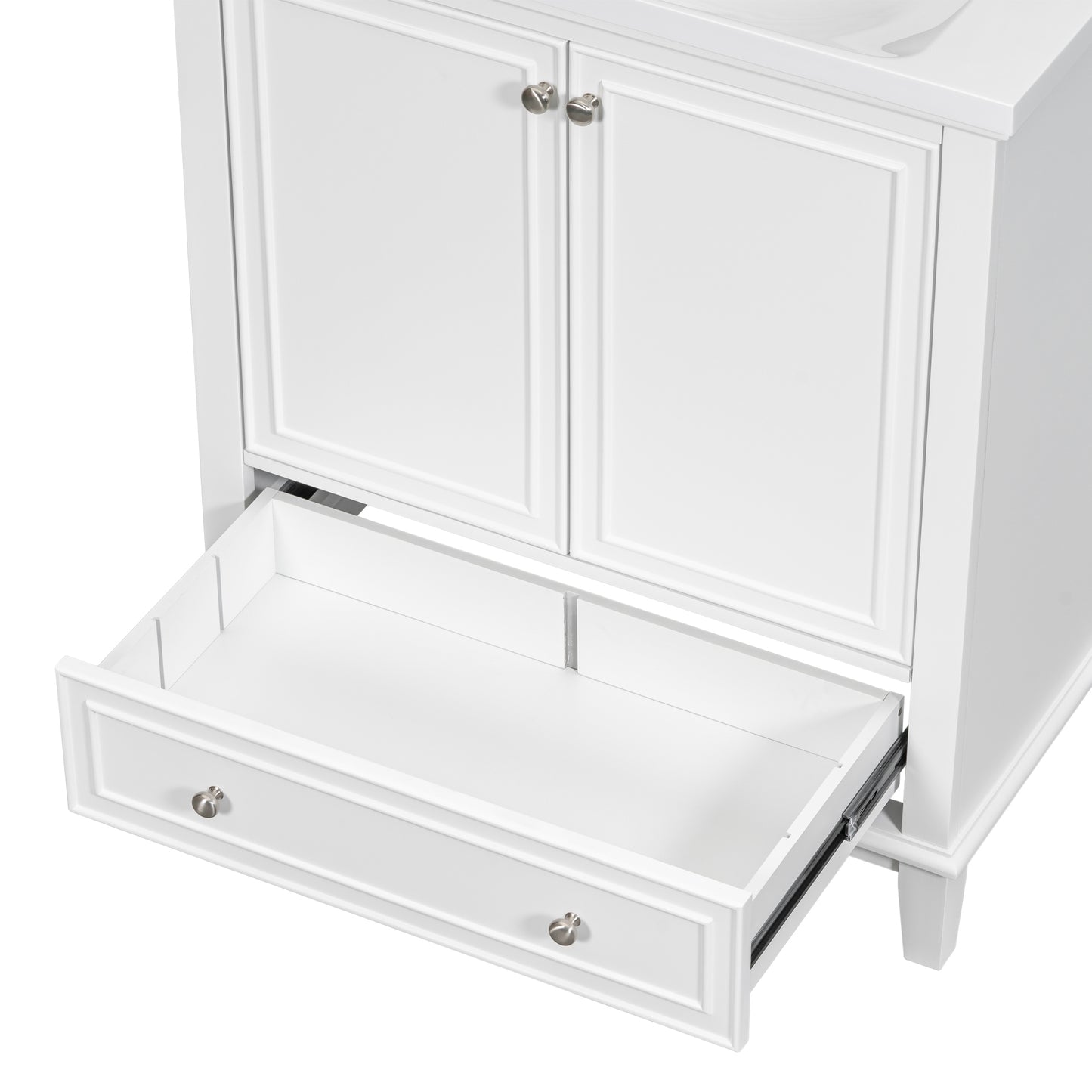 30" Bathroom Vanity with Sink Combo, Multi-functional Bathroom Cabinet with Doors and Drawer, Solid Frame and MDF Board, White