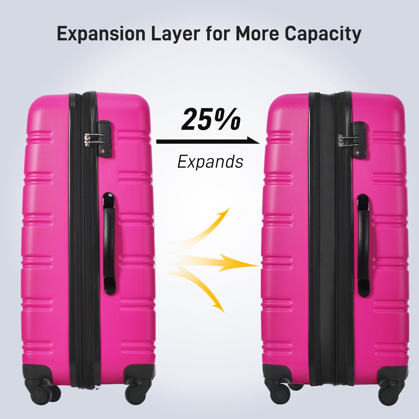 Hardshell Luggage Sets 2Pcs + bag Spinner Suitcase with TSA Lock Lightweight